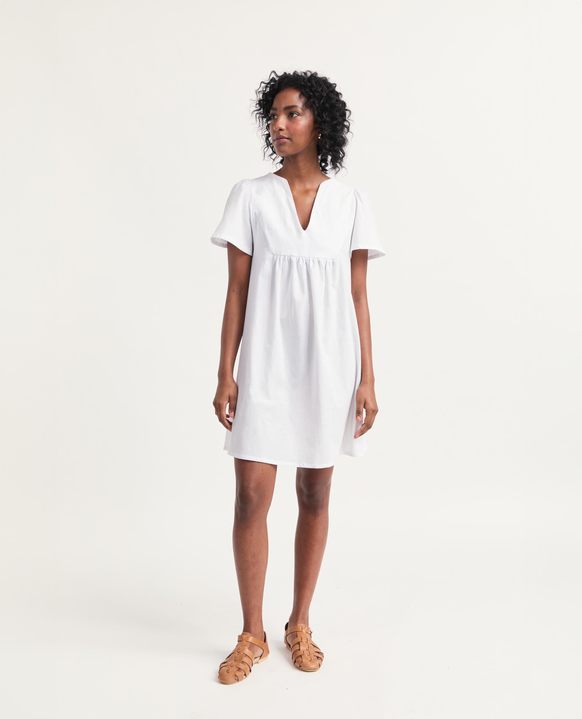 Aurora | Flutter Sleeve Dress | White