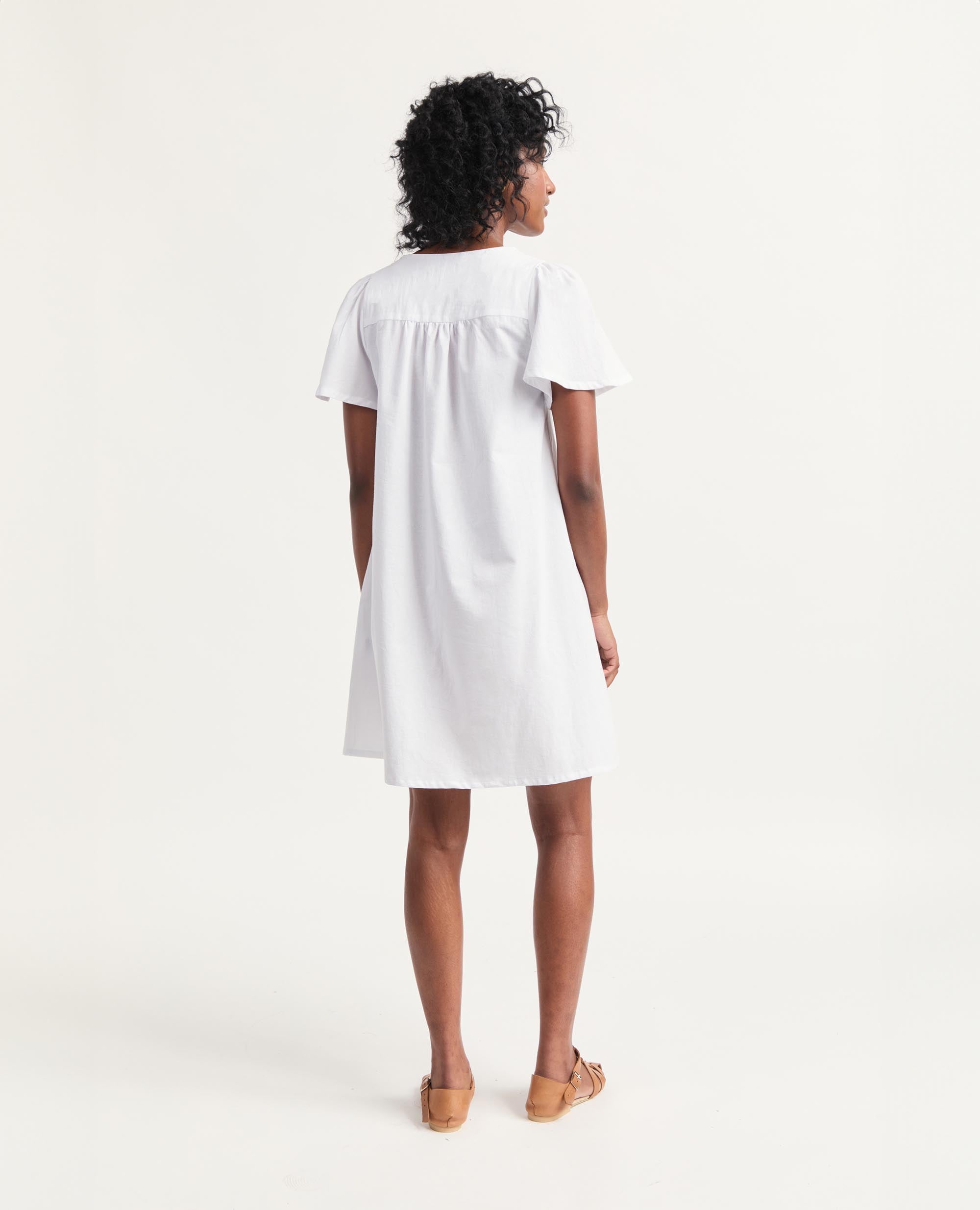 Aurora | Flutter Sleeve Dress | White