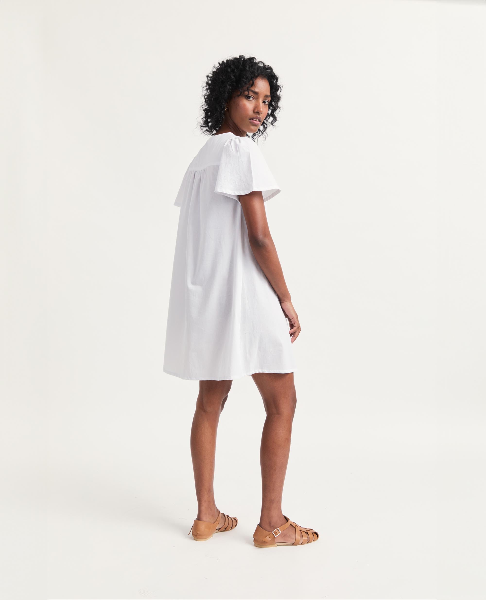 Aurora | Flutter Sleeve Dress | White