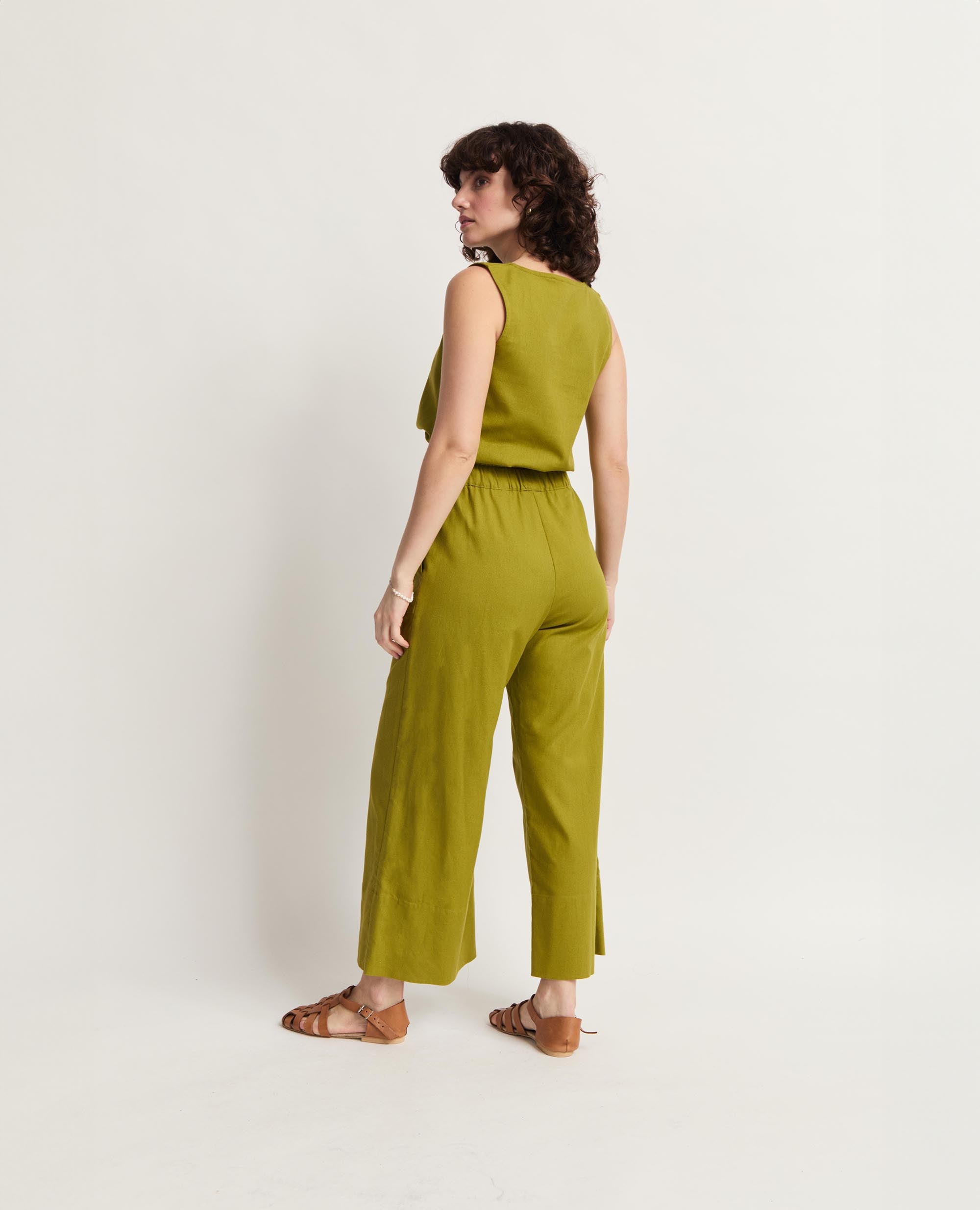 Oshun Pants | Relaxed Fit Wide Length Pants | Chartreuse