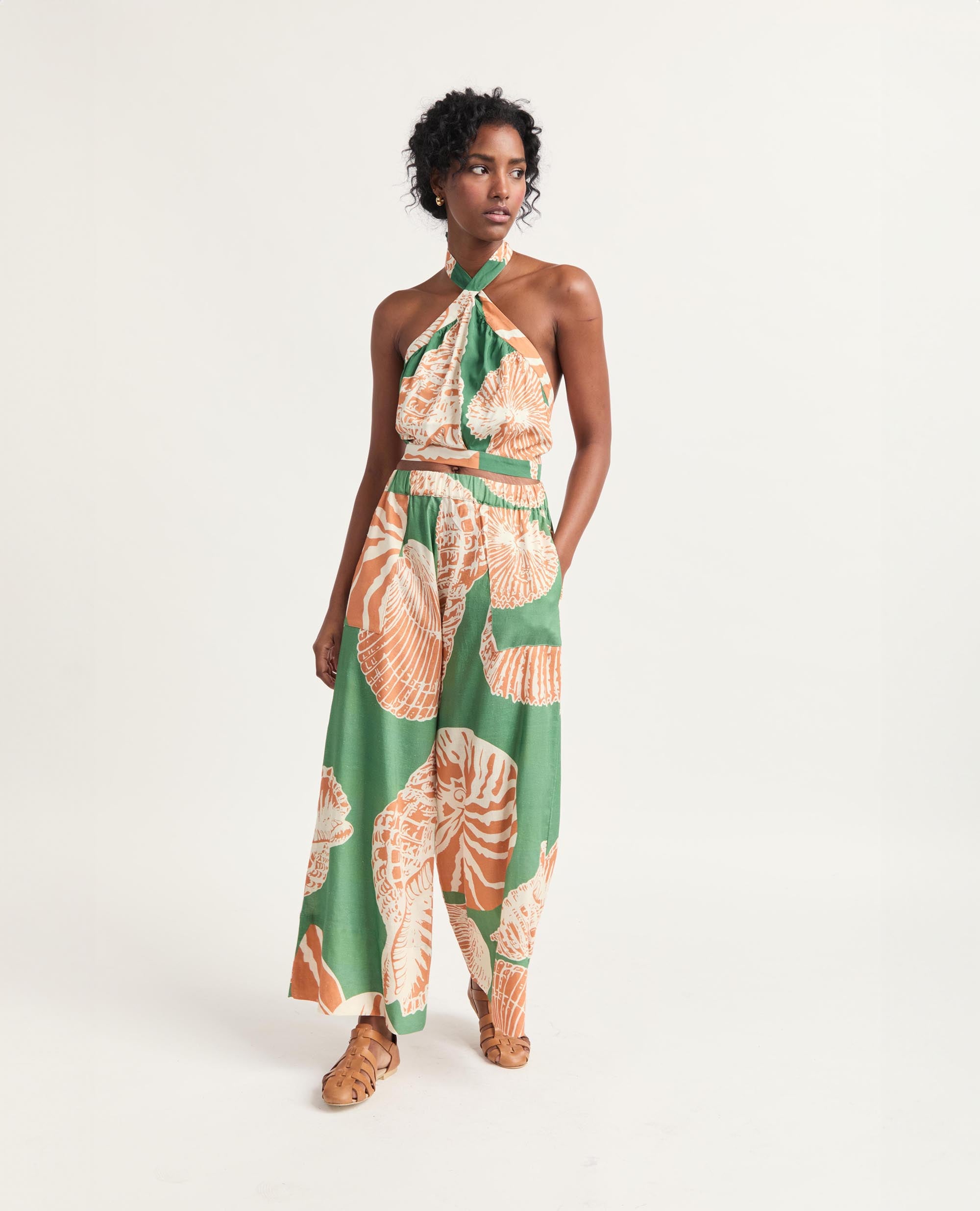 Oshun Pants | Relaxed Fit Wide Length Pants | Shell Prints