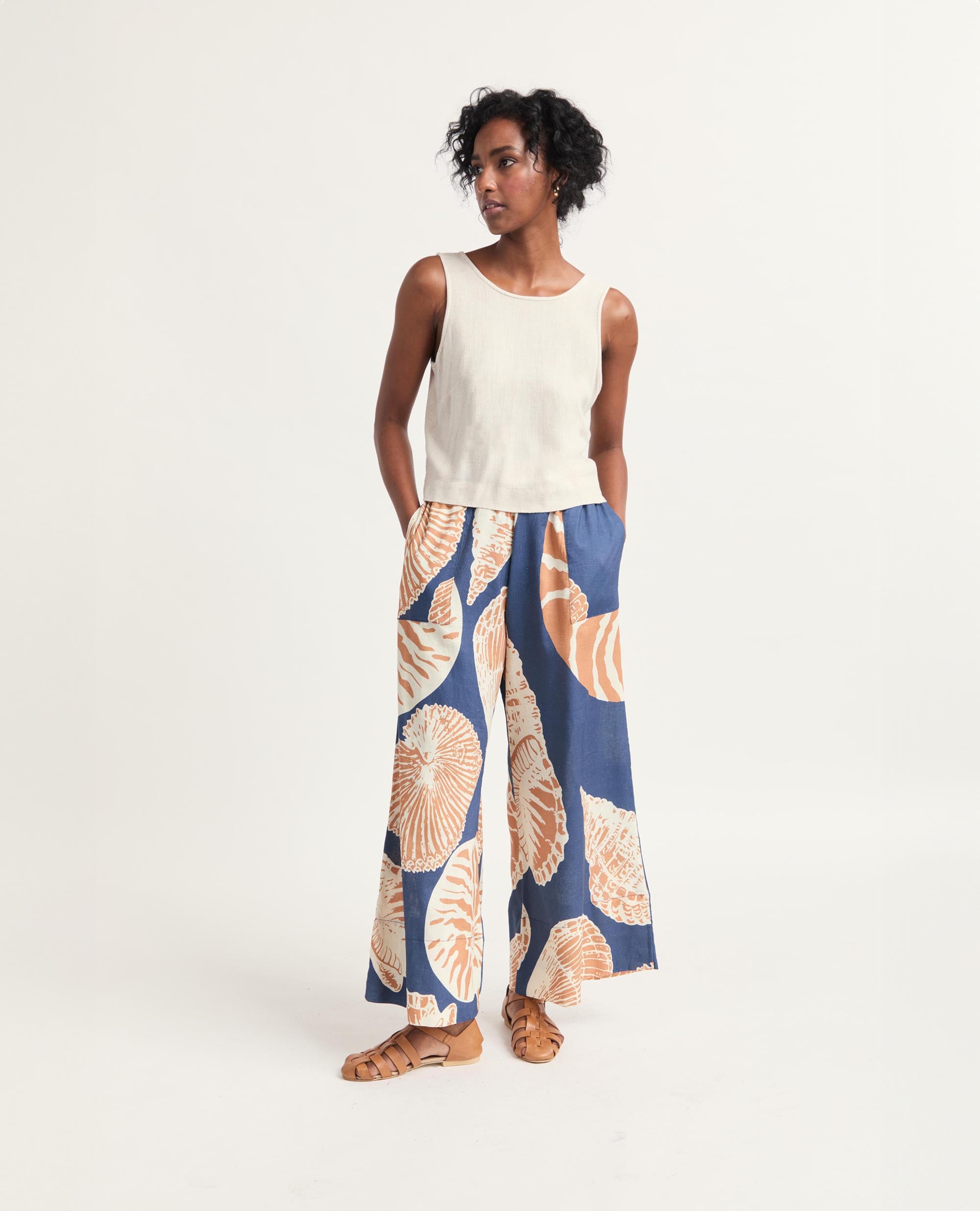 Oshun Pants | Relaxed Fit Wide Length Pants | Shell Prints