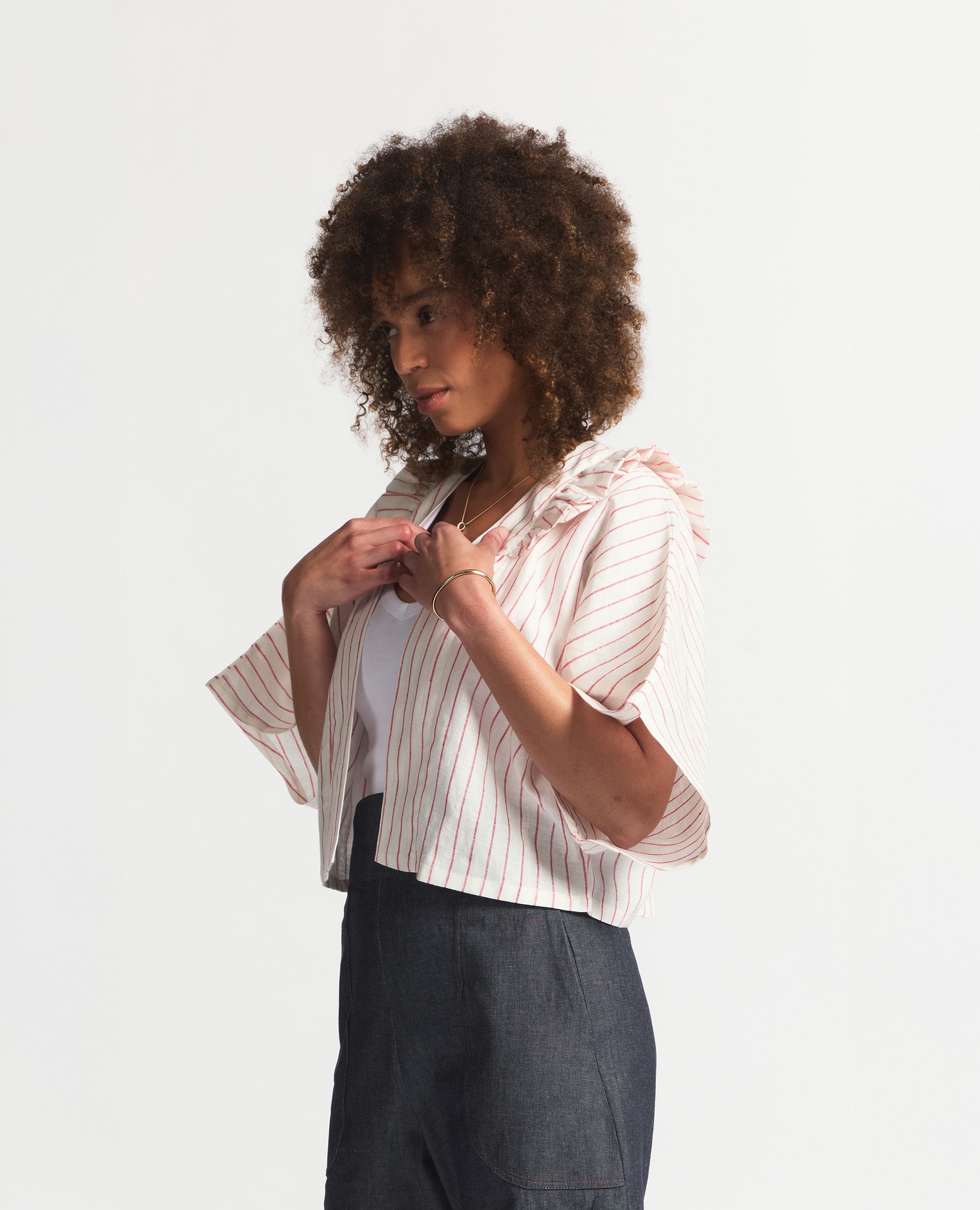 Karien | Summer Jacket | White & Red Stripe