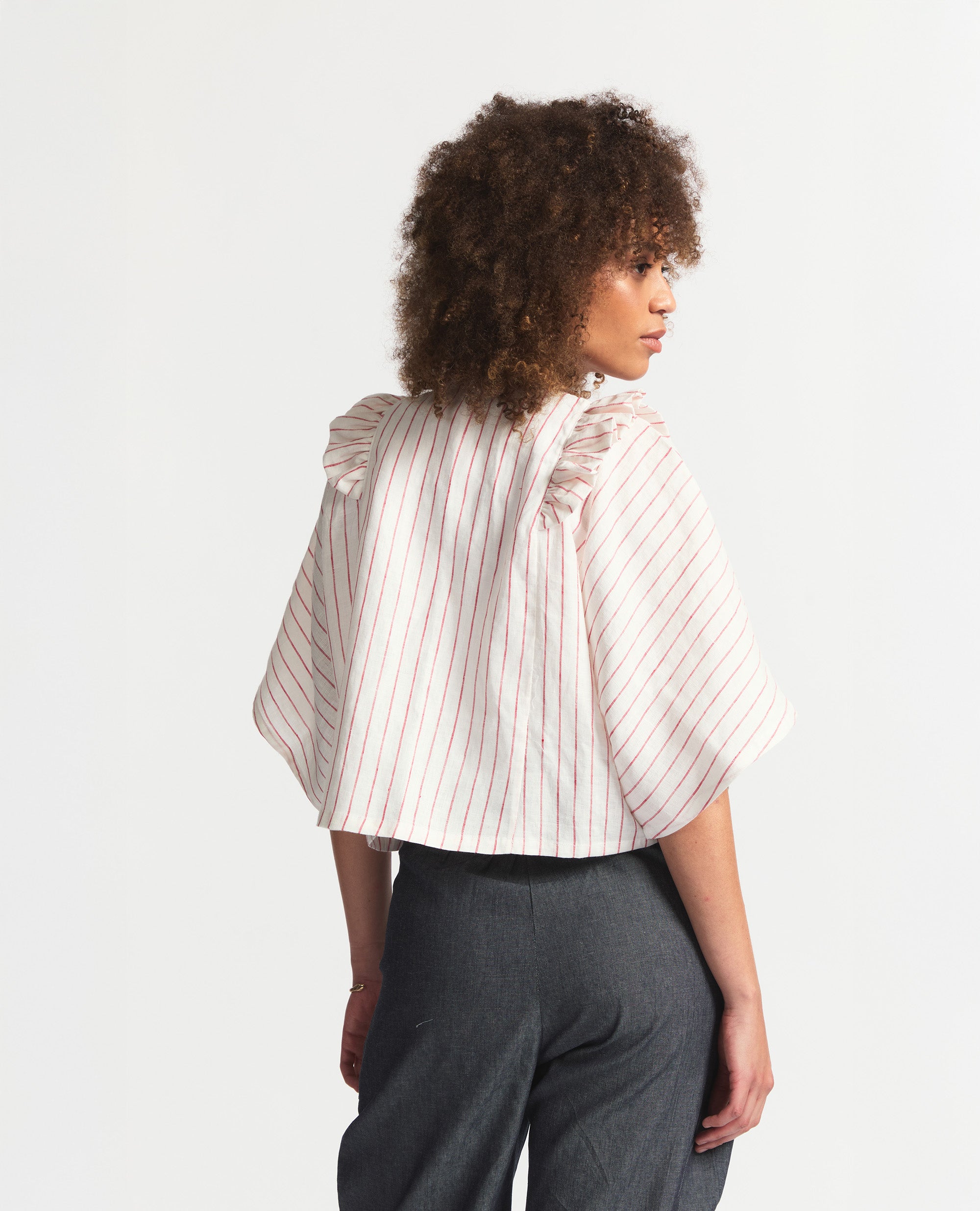 Karien | Summer Jacket | White & Red Stripe