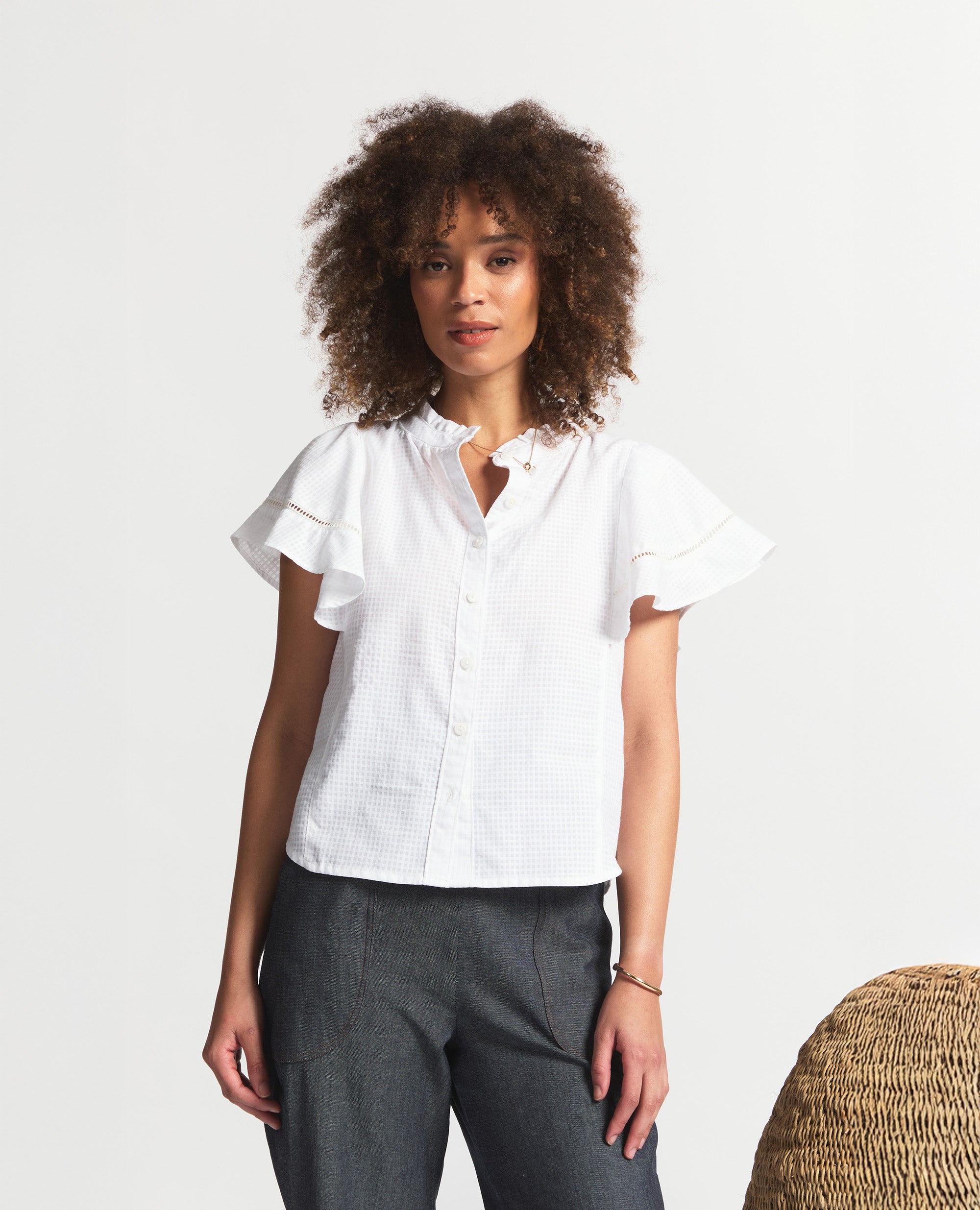 Lilia | Relaxed Blouse | White Check