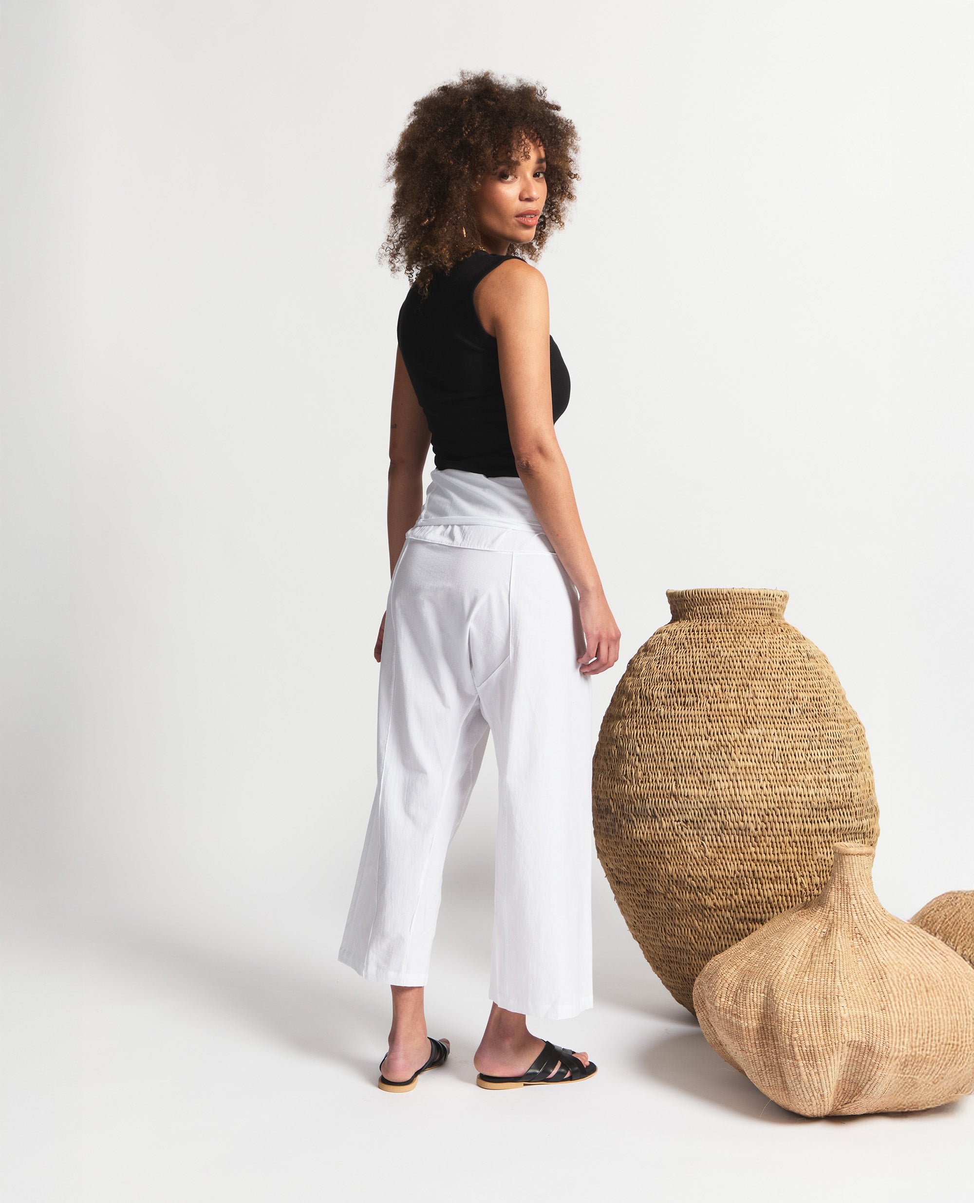 Chai | Wrap Pants | White