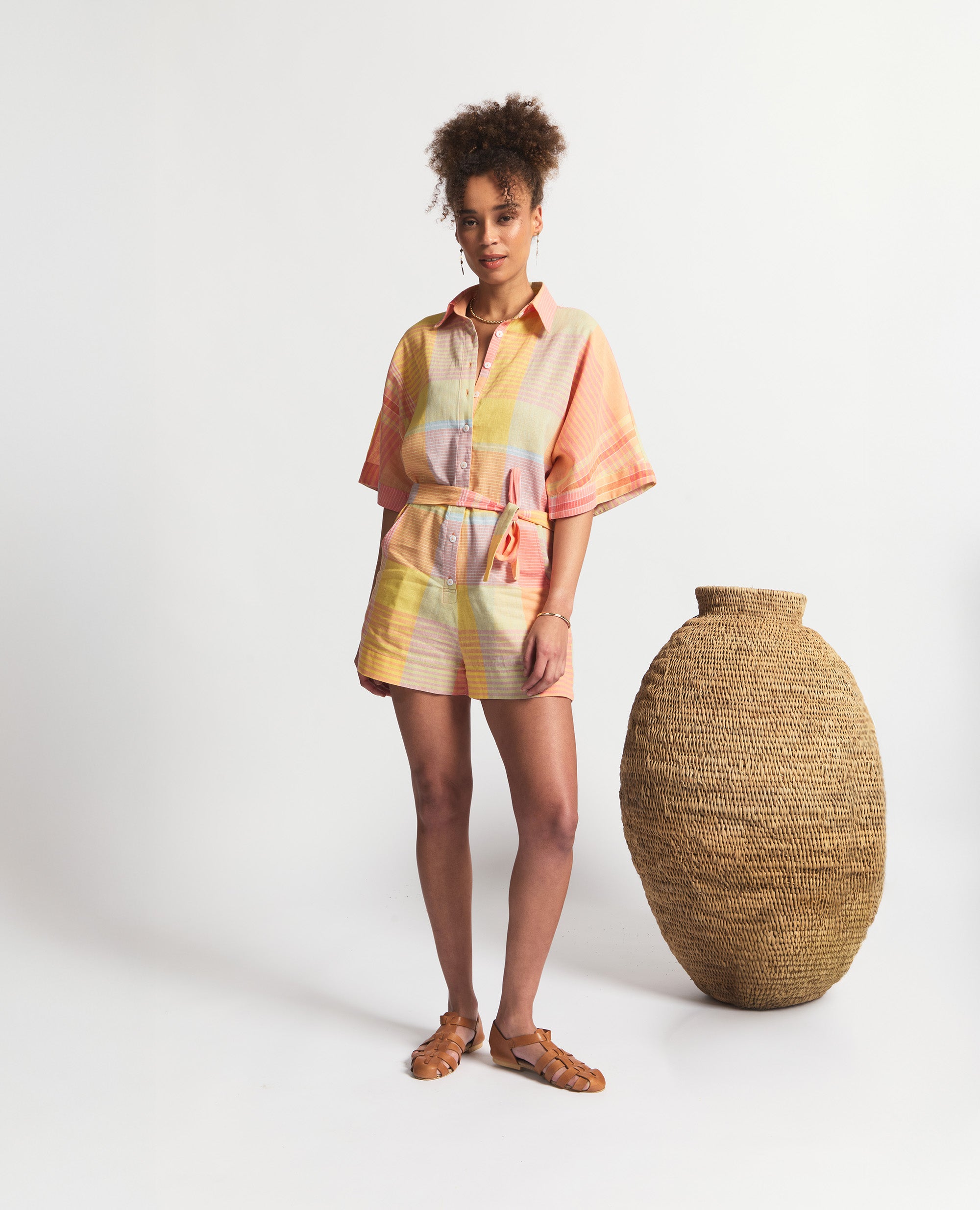 Rue | Playsuit | Tangerine Check