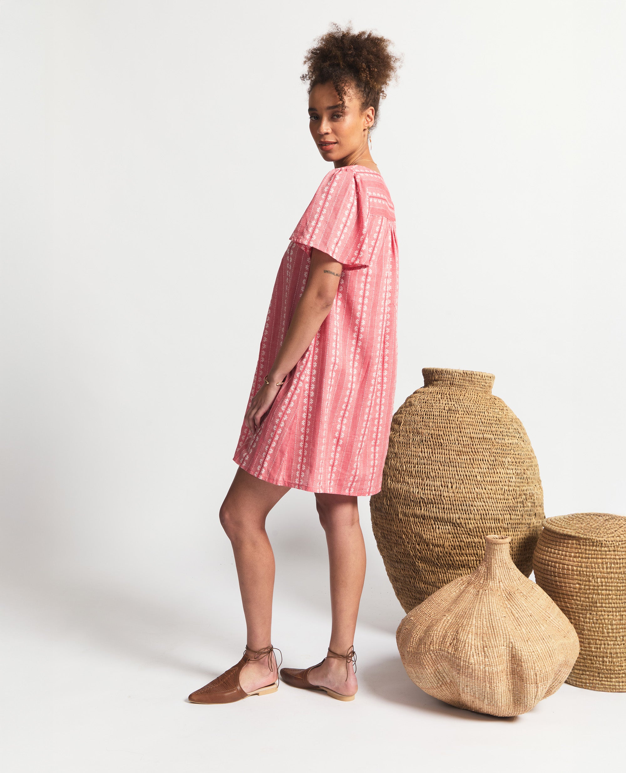 Aurora | Flutter Sleeve Dress | Red Flower