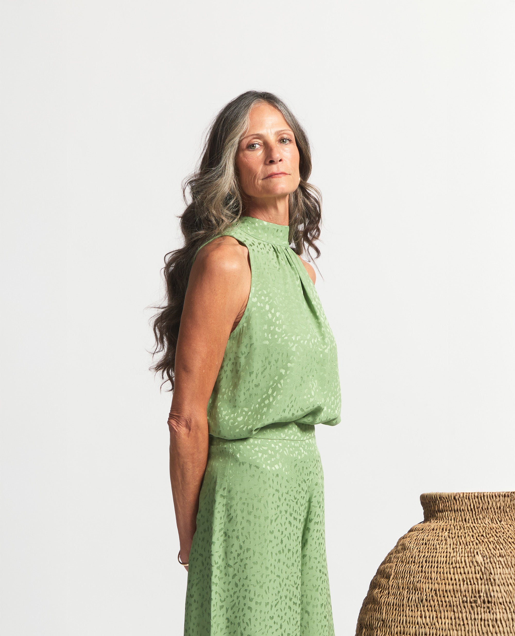 Lavalli | Sleeveless High-Neck Blouse | Watercress