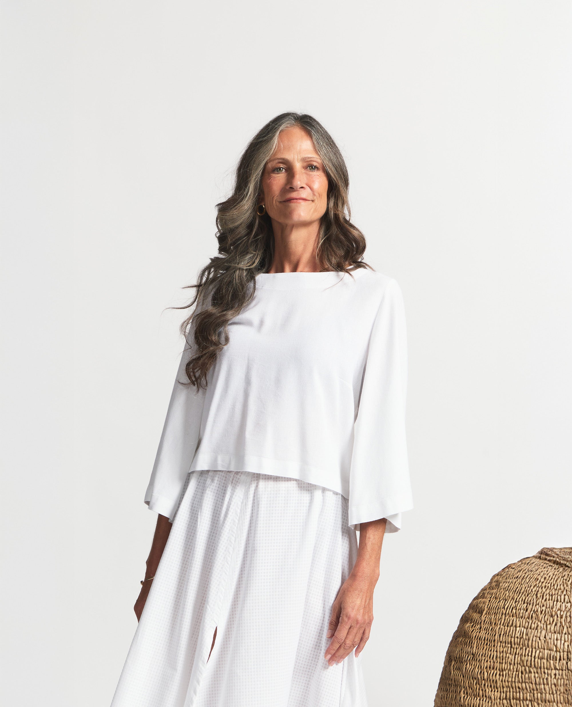 Dione | Three Quarter Flare Sleeve | White