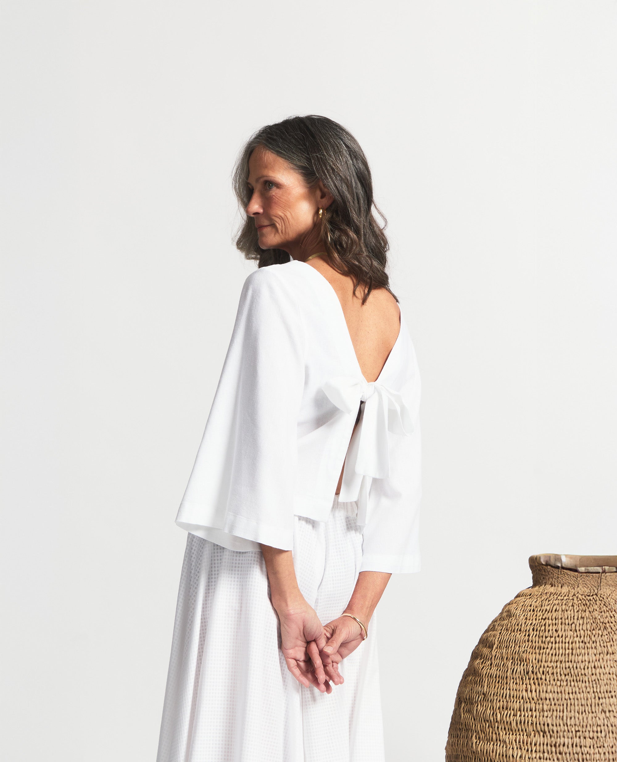 Dione | Three Quarter Flare Sleeve | White