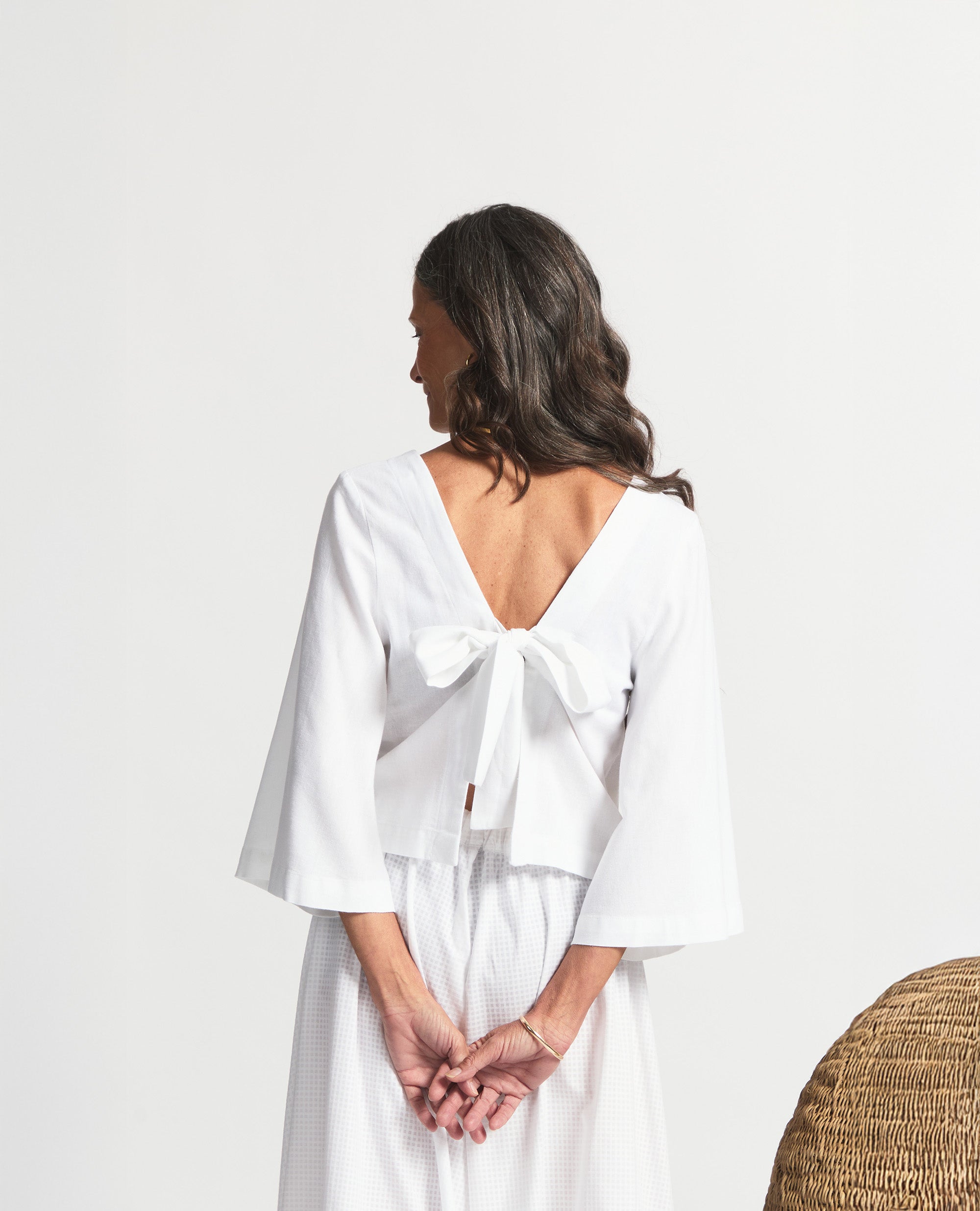 Dione | Three Quarter Flare Sleeve | White