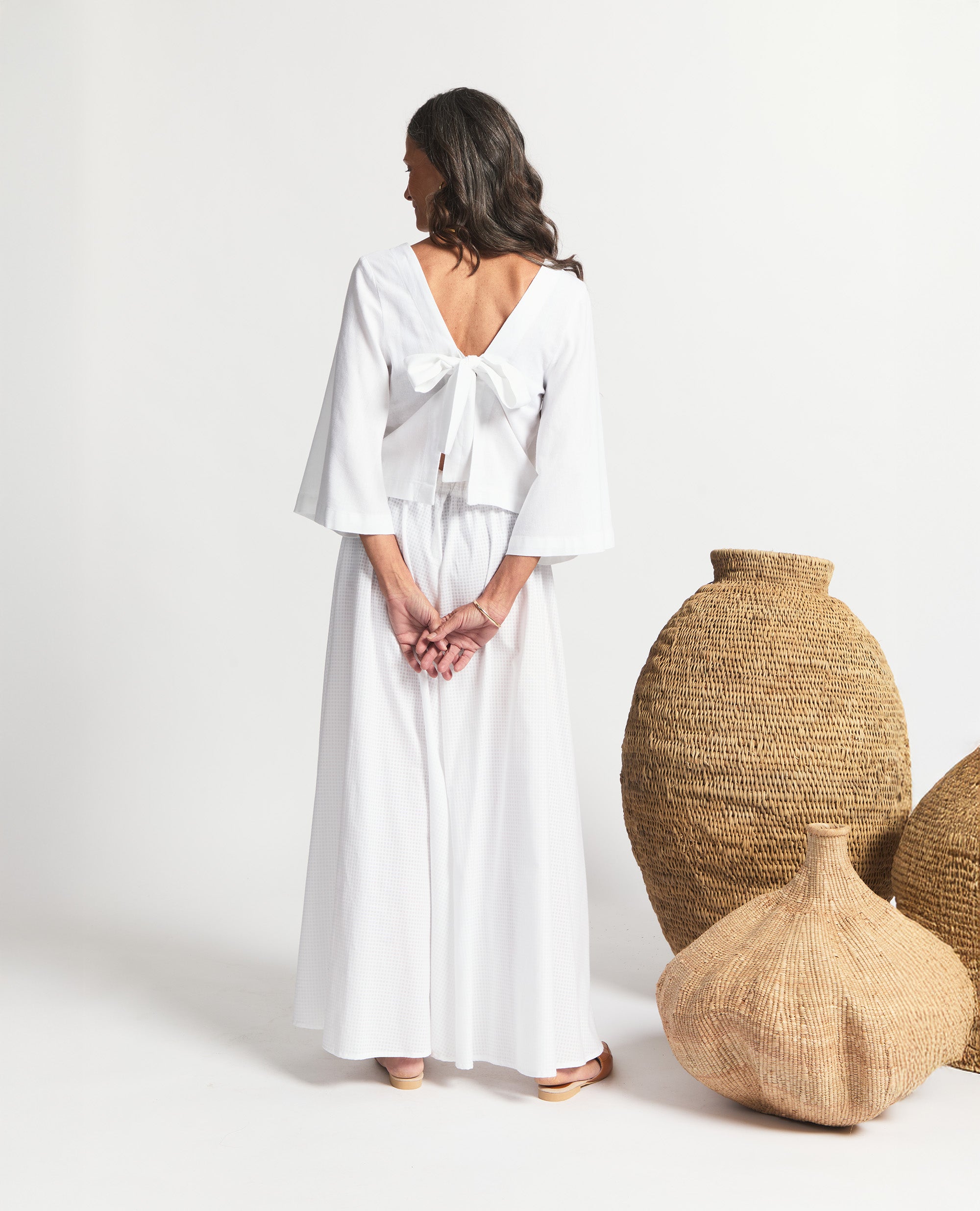 Maxi | Skirt With Slits | White Check