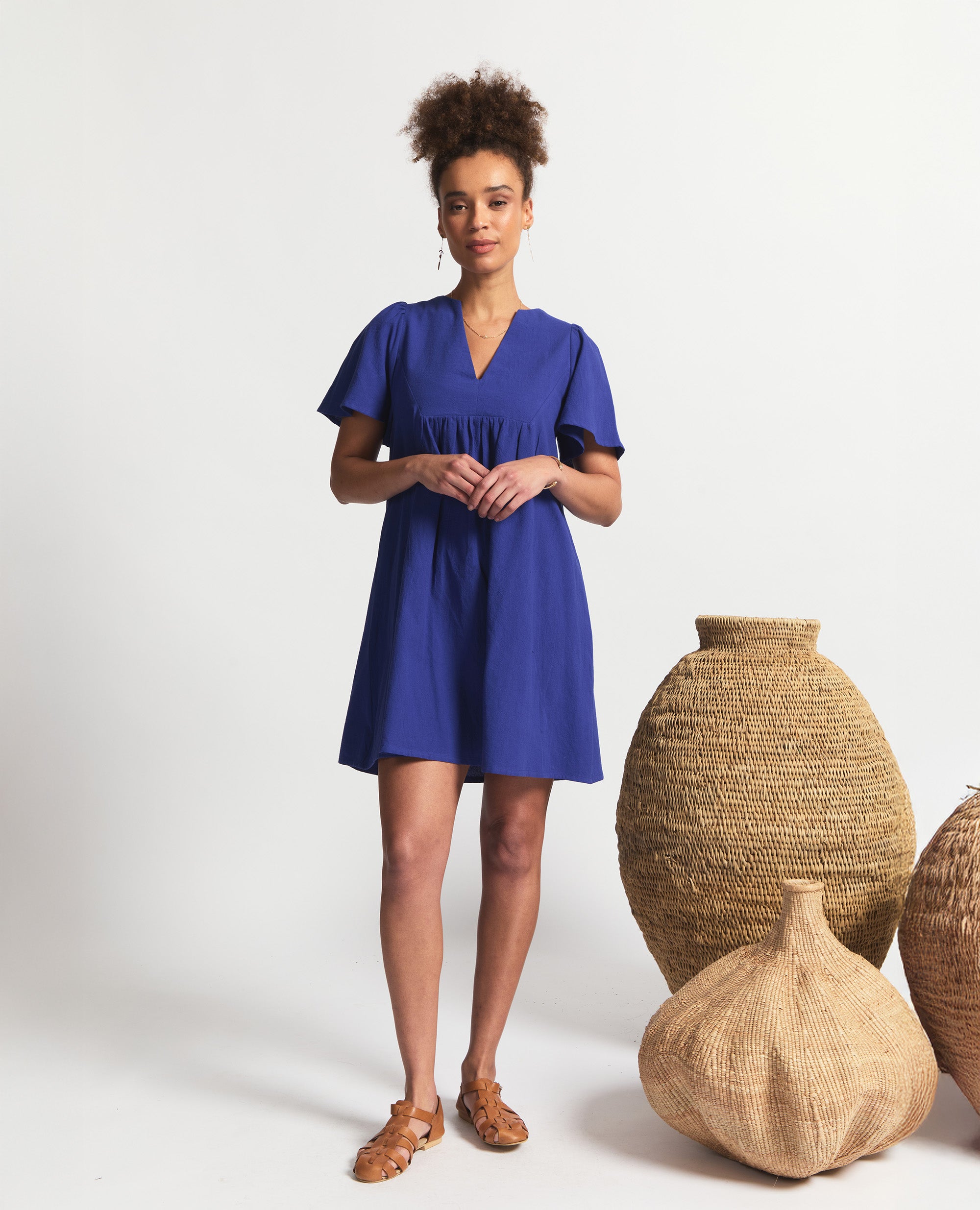 Aurora | Flutter Sleeve Dress | Indigo