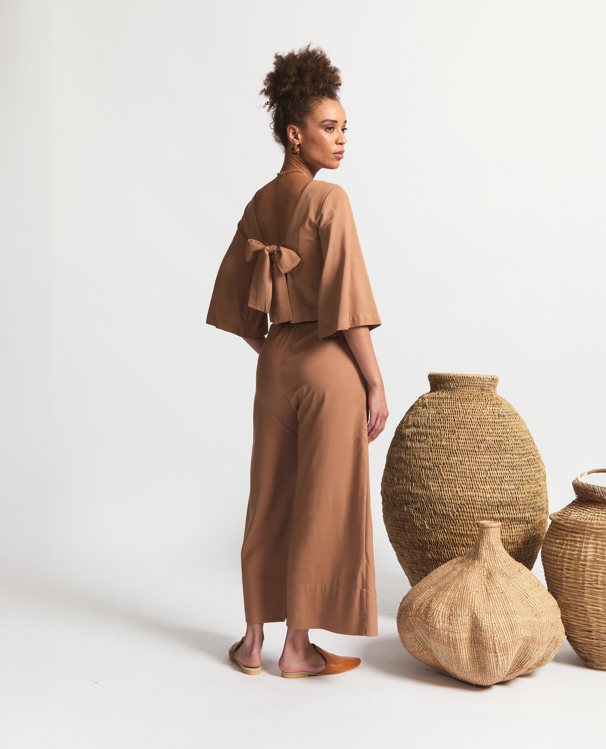 Oshun Pants | Relaxed Fit Wide Length Pants | Brick