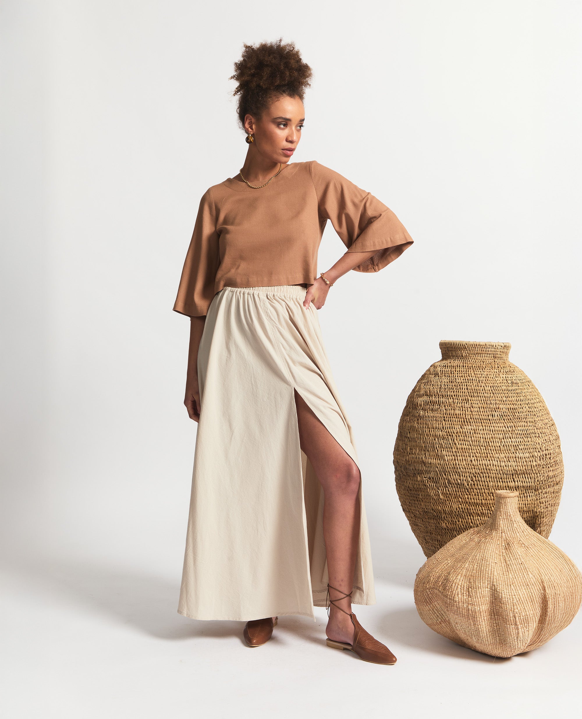Maxi | Skirt With Slits | Stone