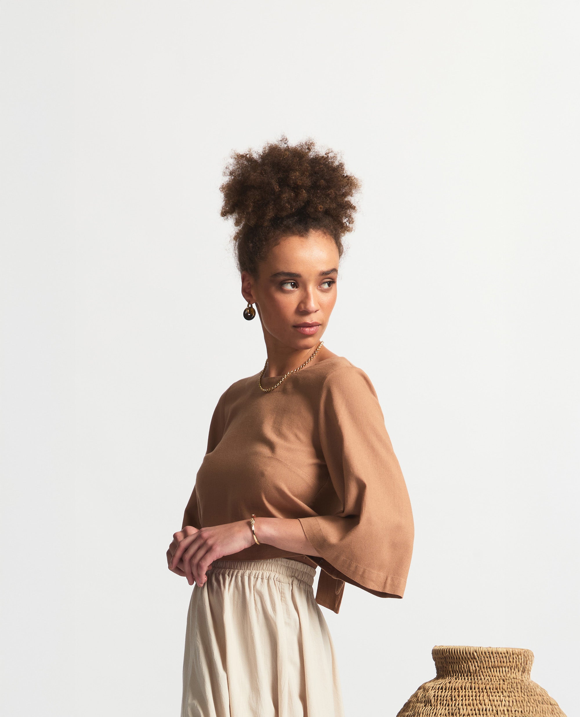 Dione | Three Quarter Flare Sleeve | Brick