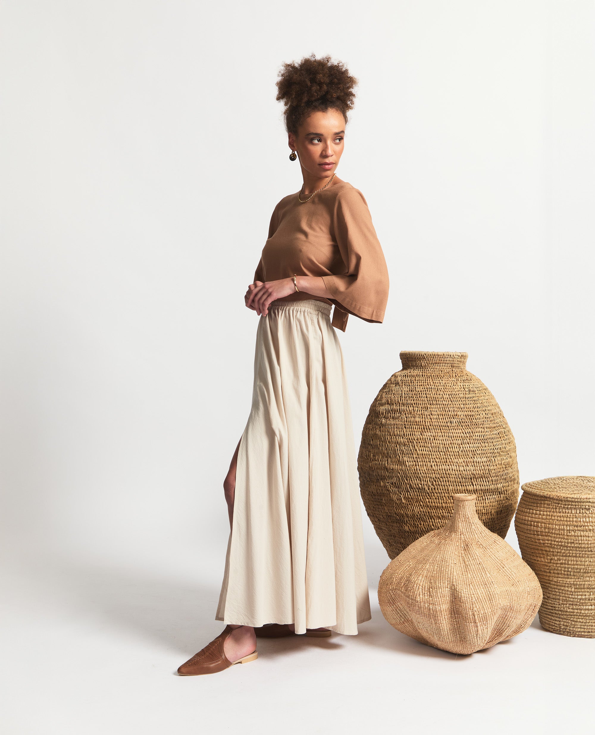 Maxi | Skirt With Slits | Stone
