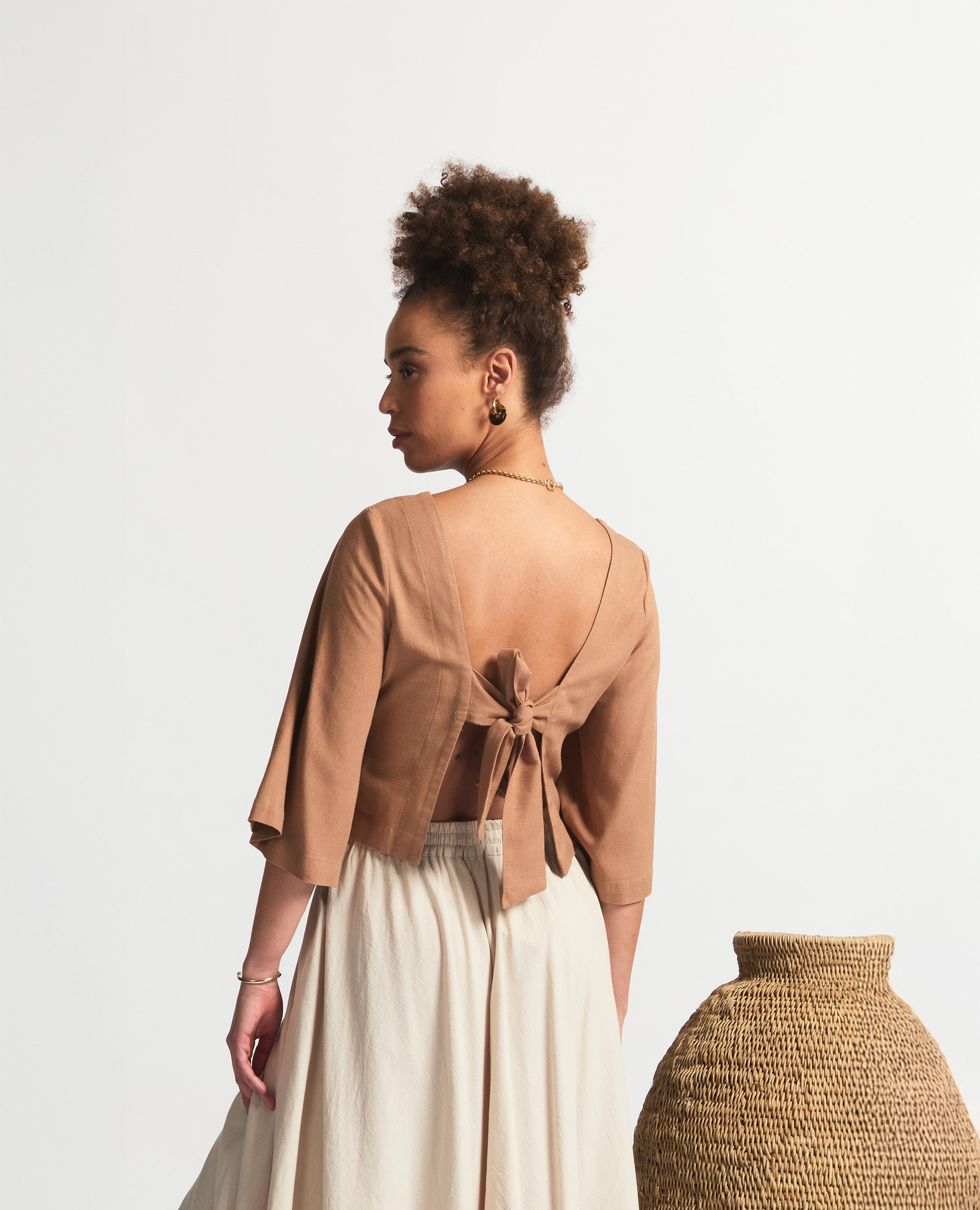 Dione | Three Quarter Flare Sleeve | Brick