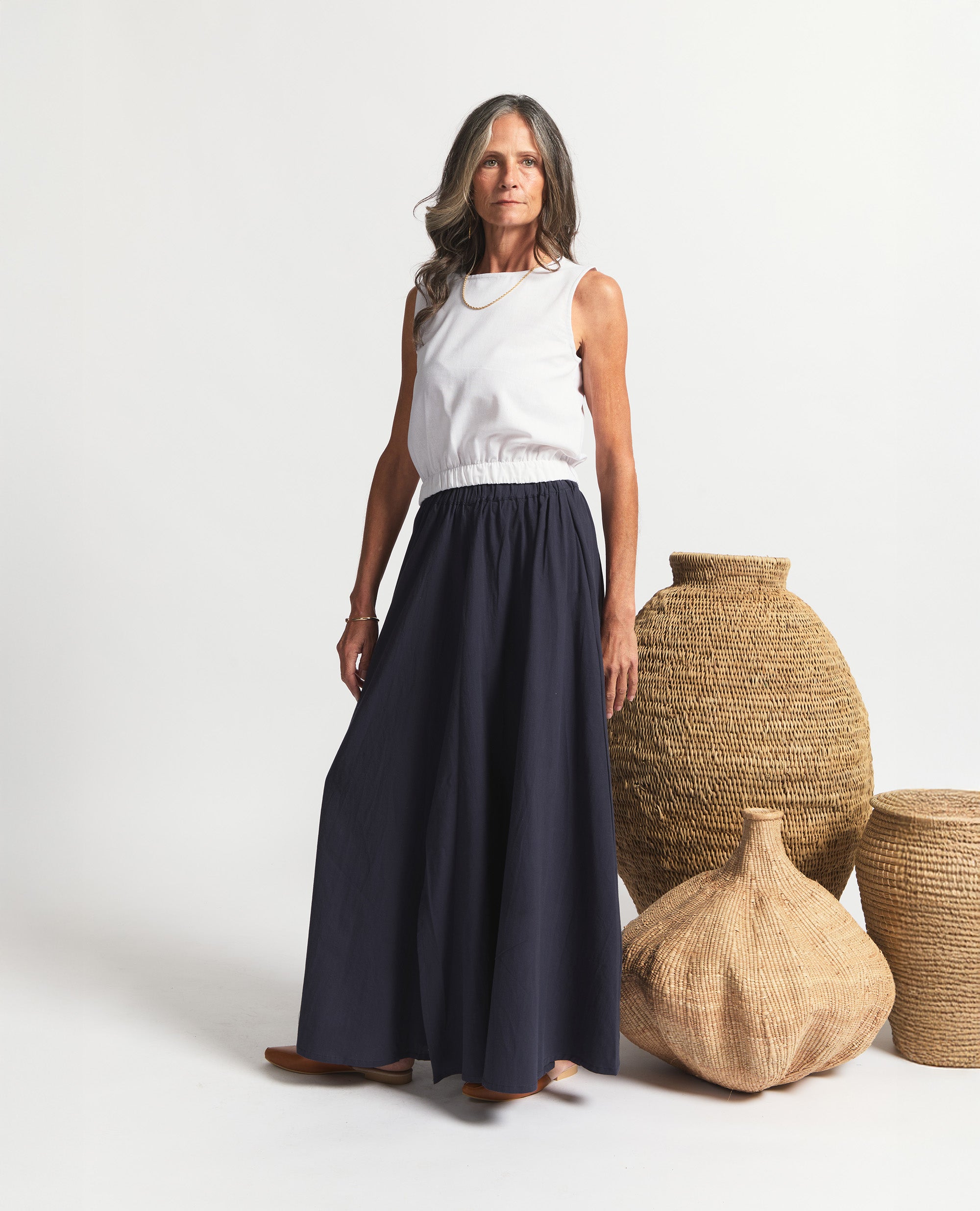 Maxi | Skirt With Slits | Navy