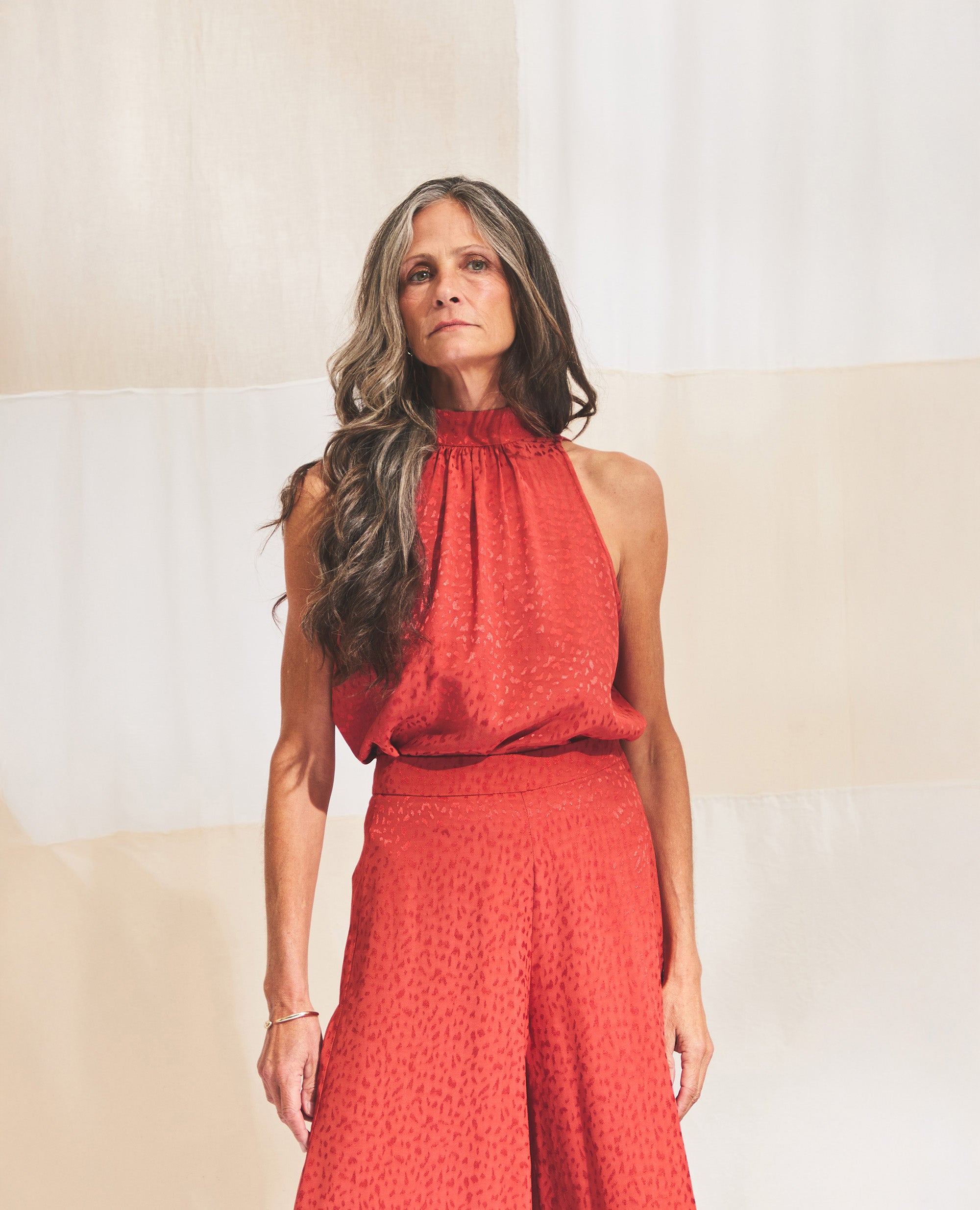Lavalli | Sleeveless High-Neck Blouse | Chilli