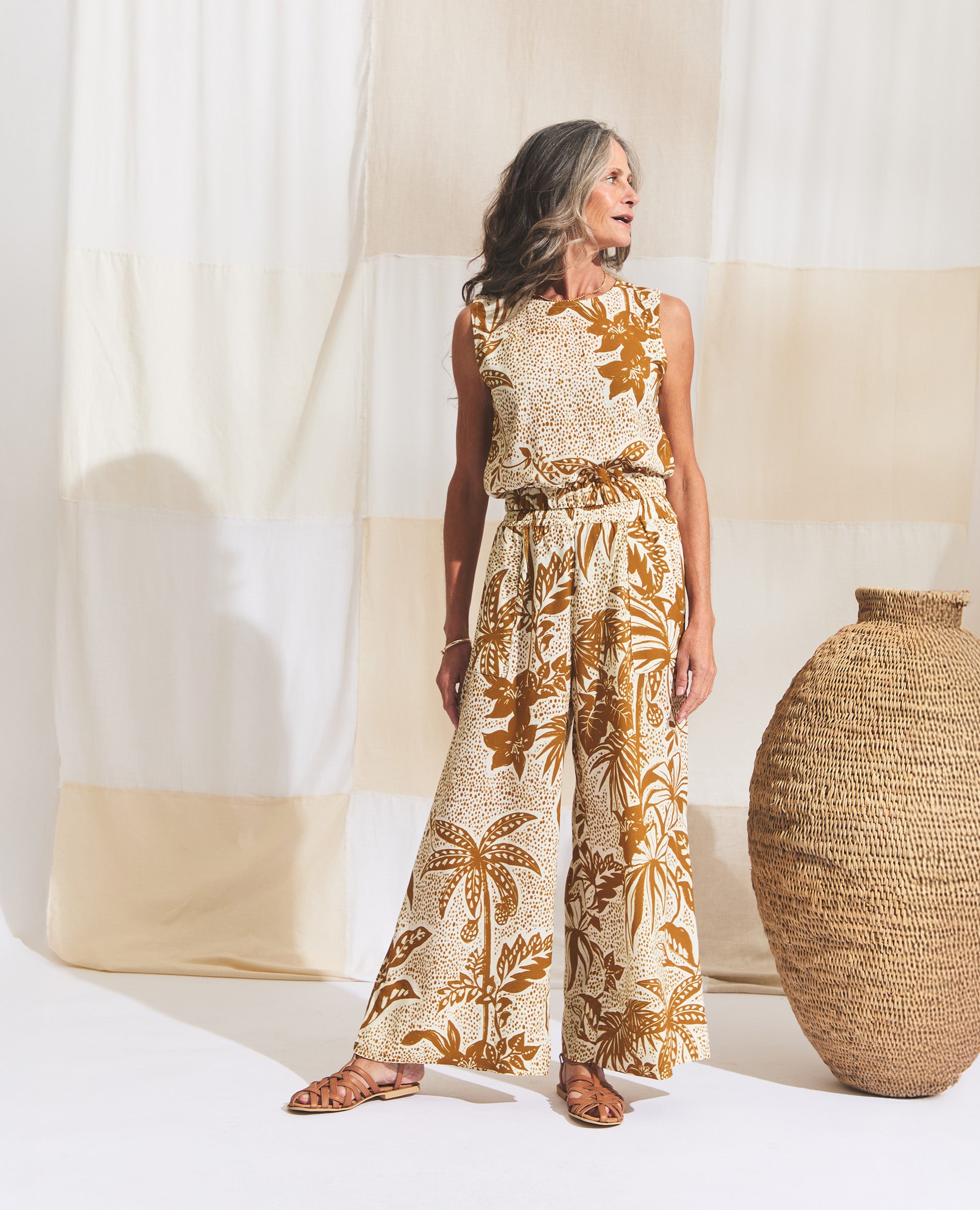 Hadad | Sleeveless Tank | Ochre & Ecru Jungle