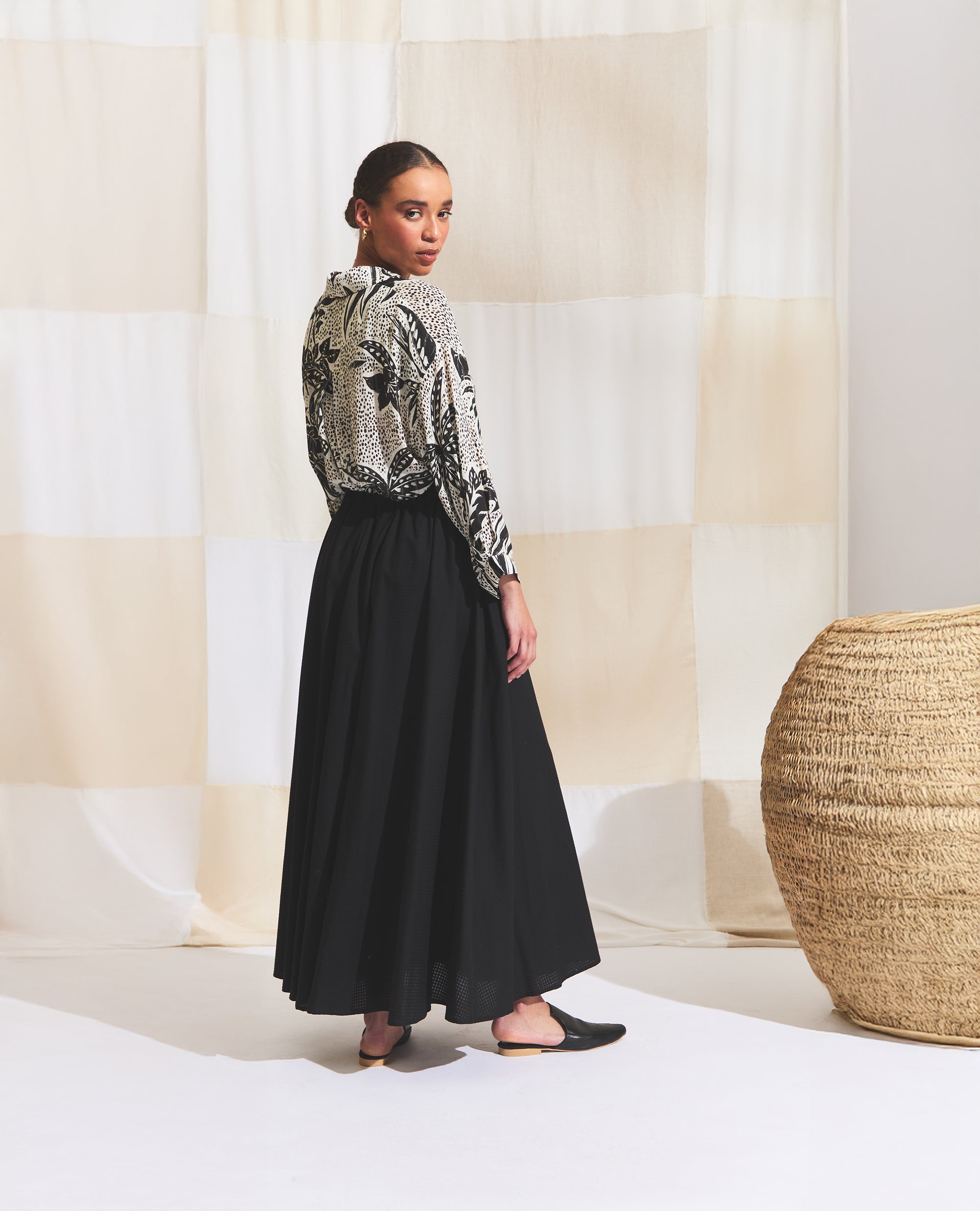 Maxi | Skirt With Slits | Black Check