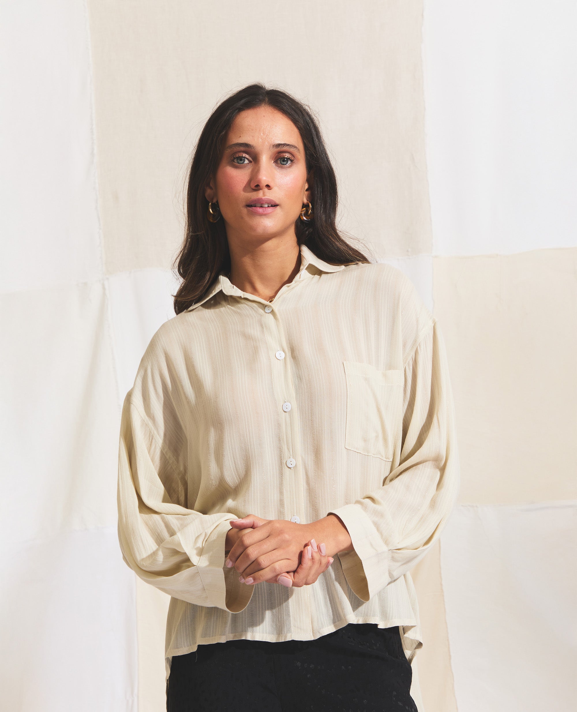 Harper Resort | Ecru & Gold Stripe