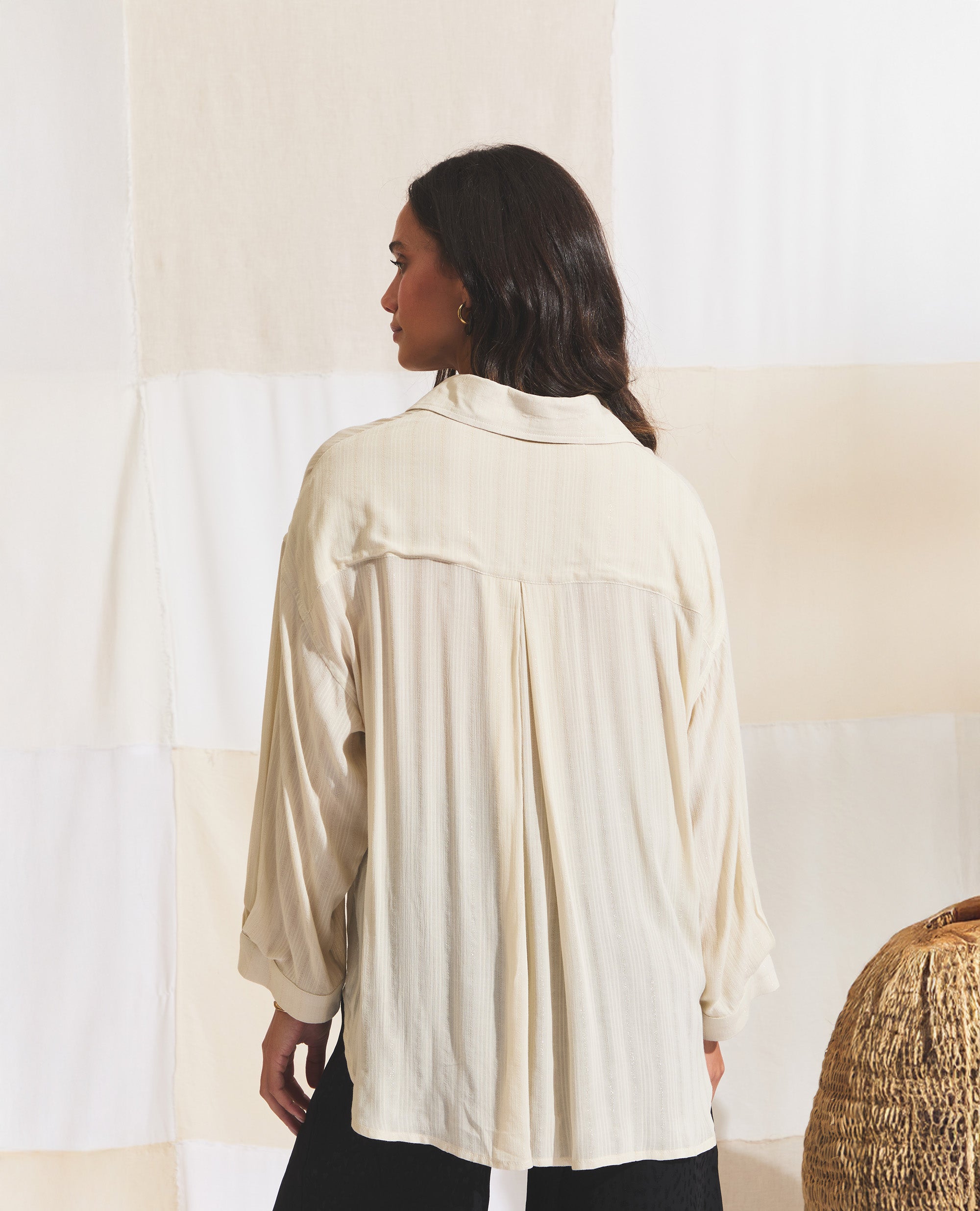 Harper Resort | Ecru & Gold Stripe