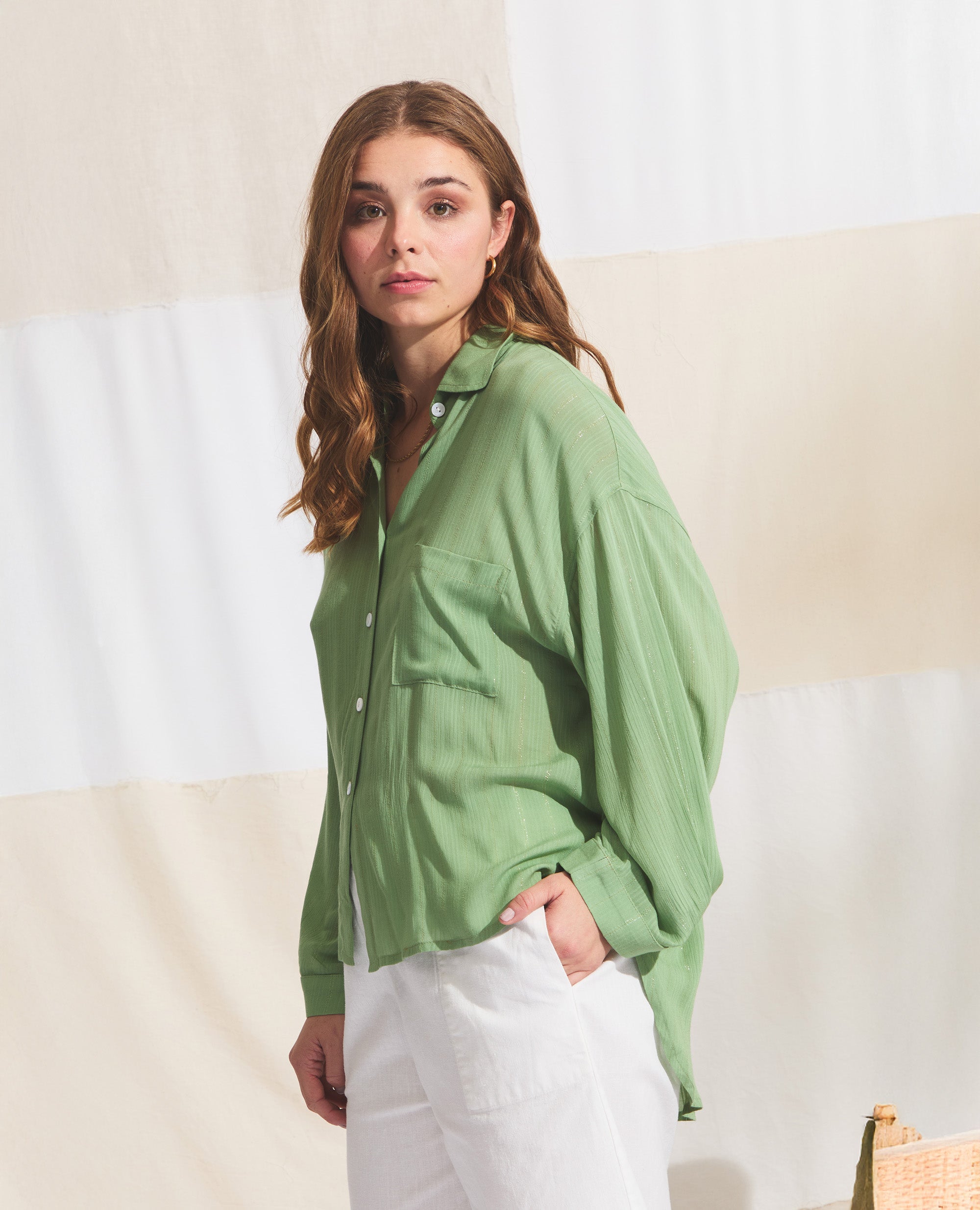 Harper Resort | Watercress & Gold Stripe