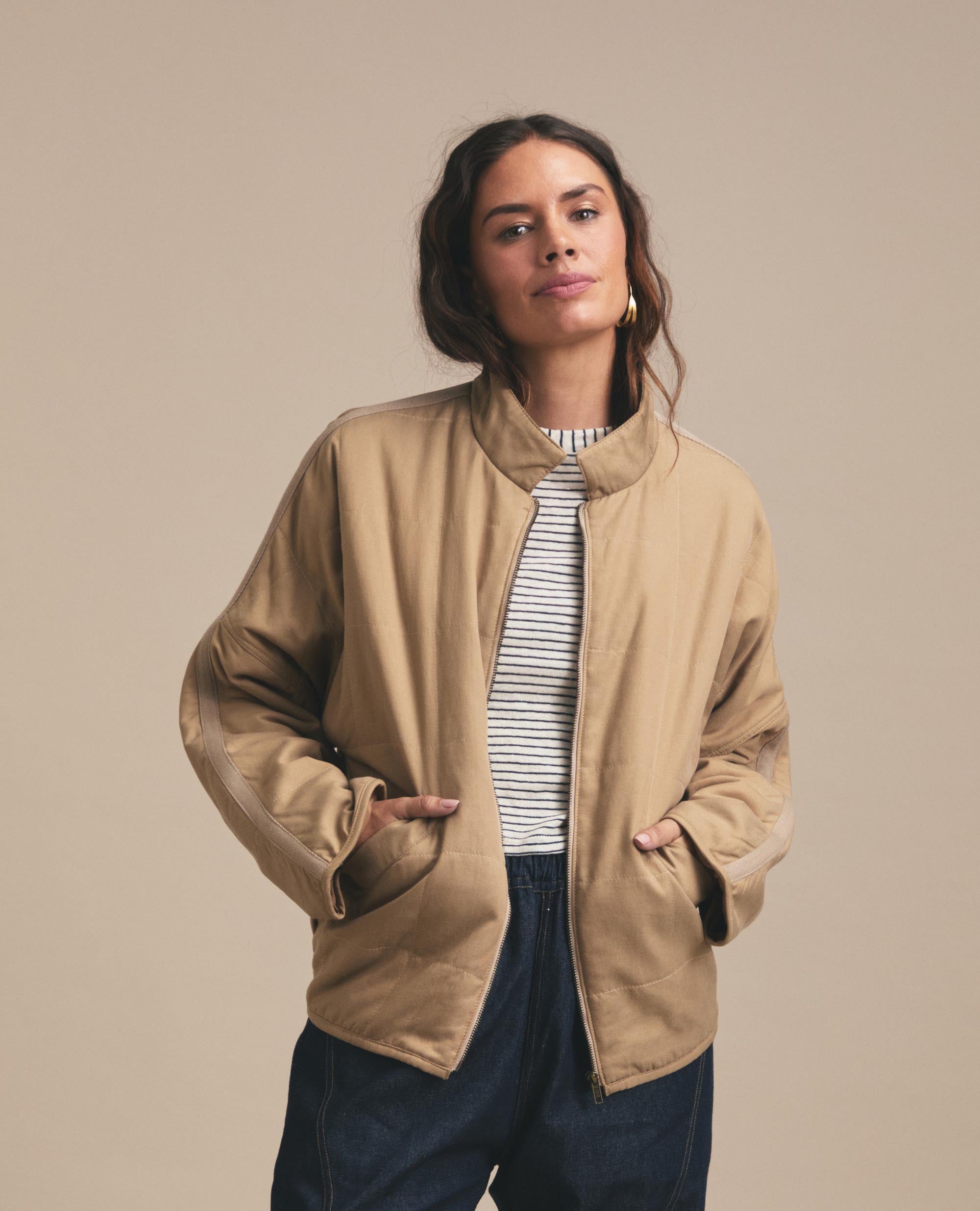 Quilt | Zip Up Jacket | Camel