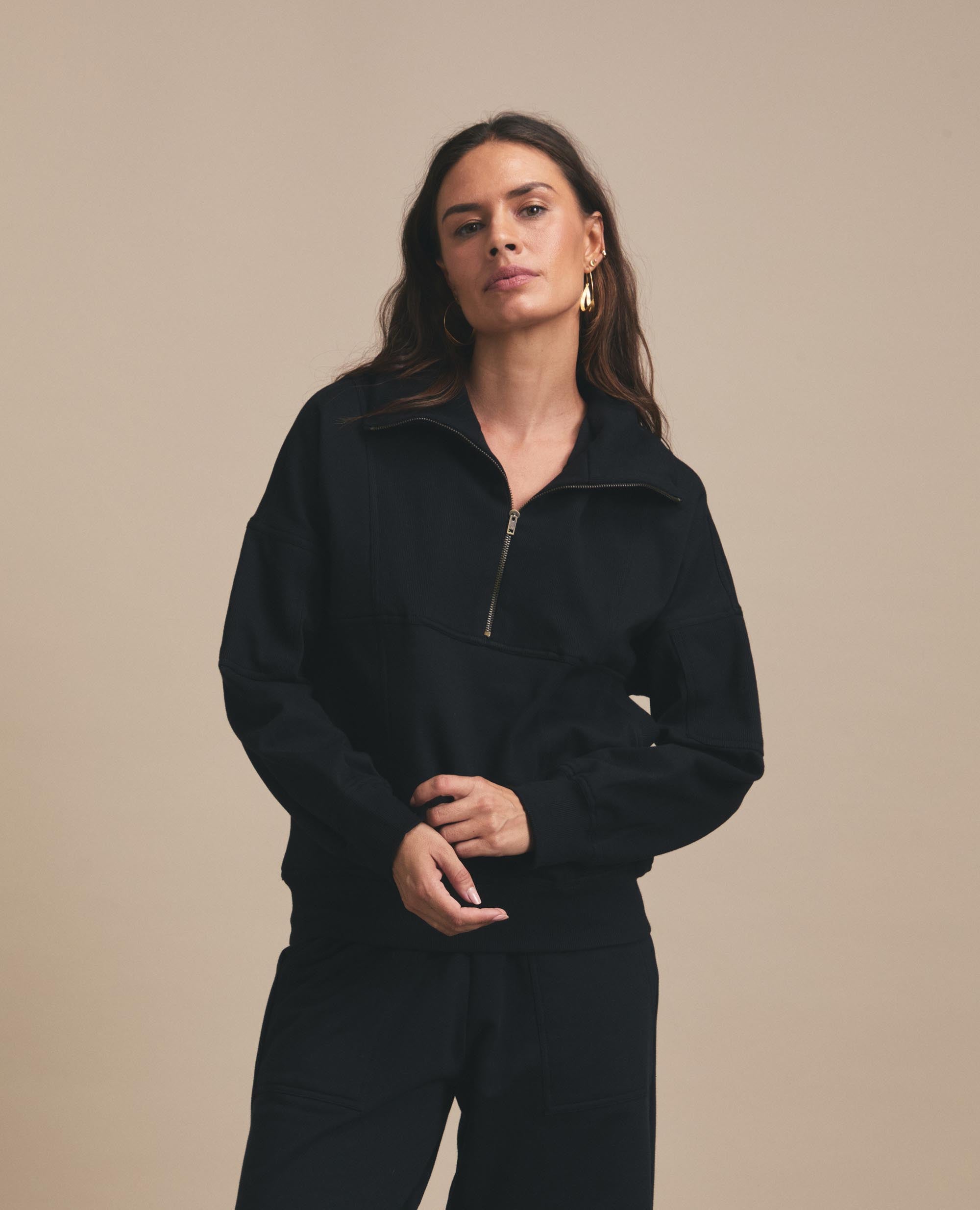 Sian Top | Zip Track Top | Black