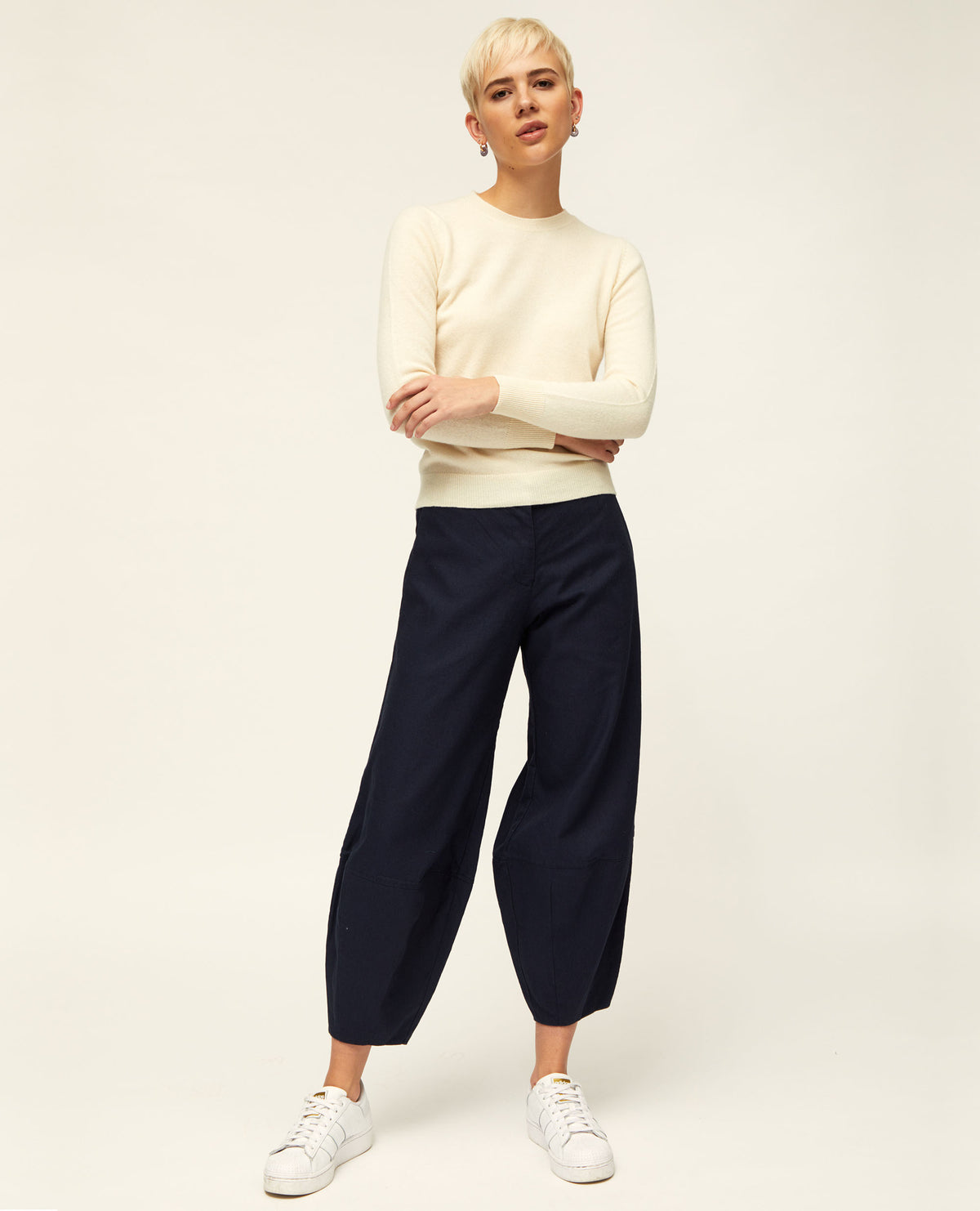 Elm Core | Barrel Leg Trousers | Navy Slub