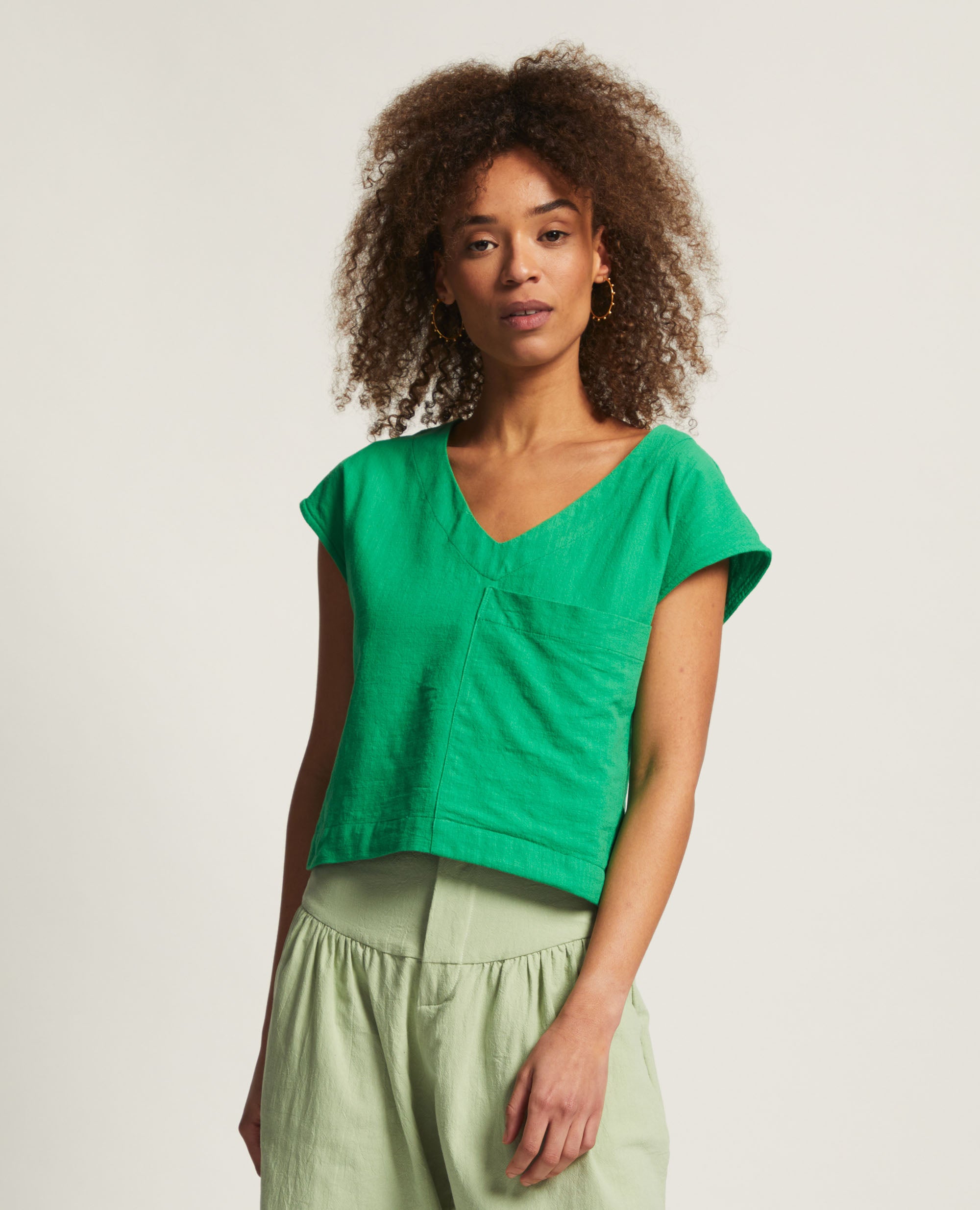 Fawn | Cropped Blouse with Square Pocket