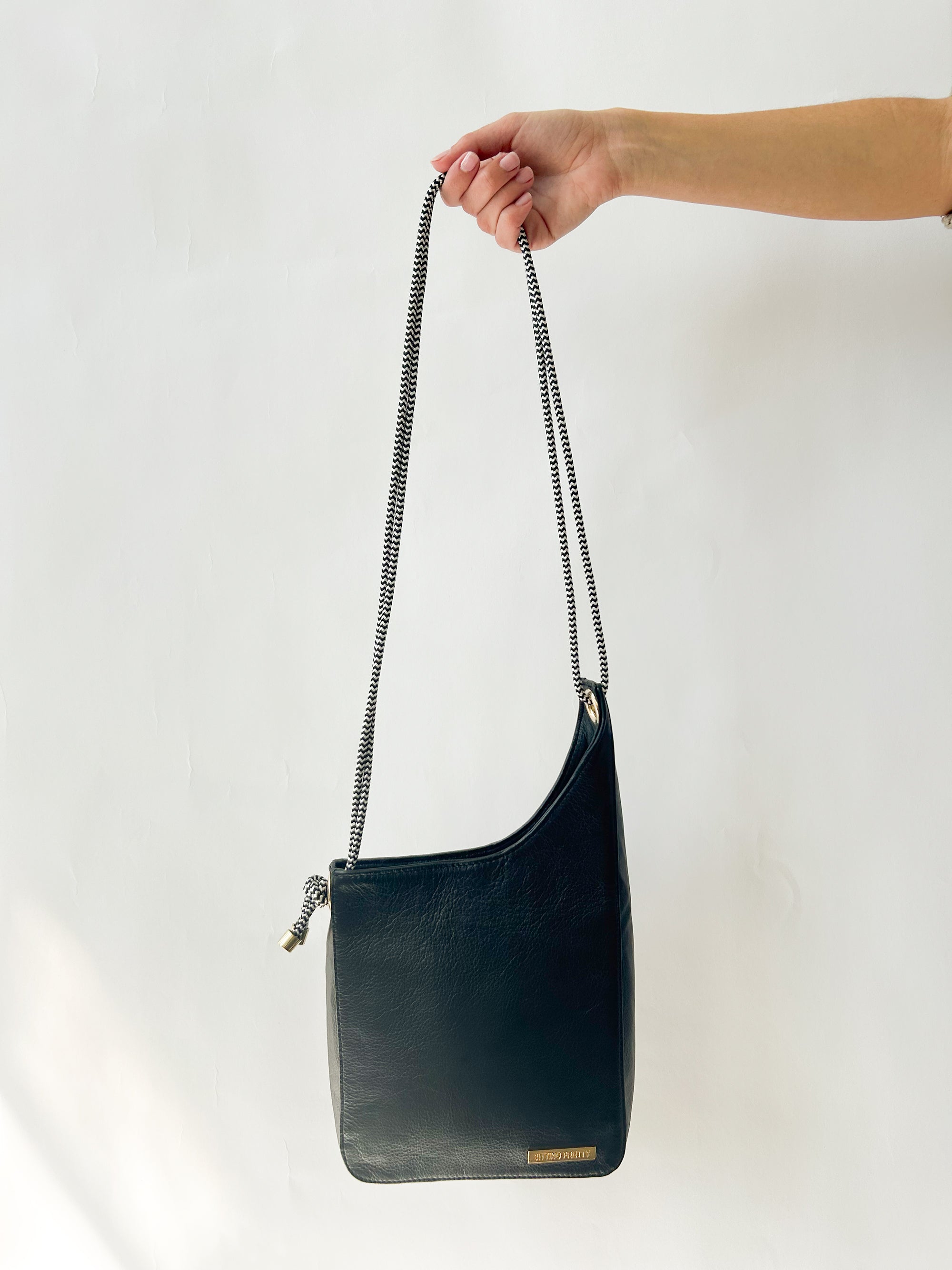 Sling Handbag | Black with Rope Handle