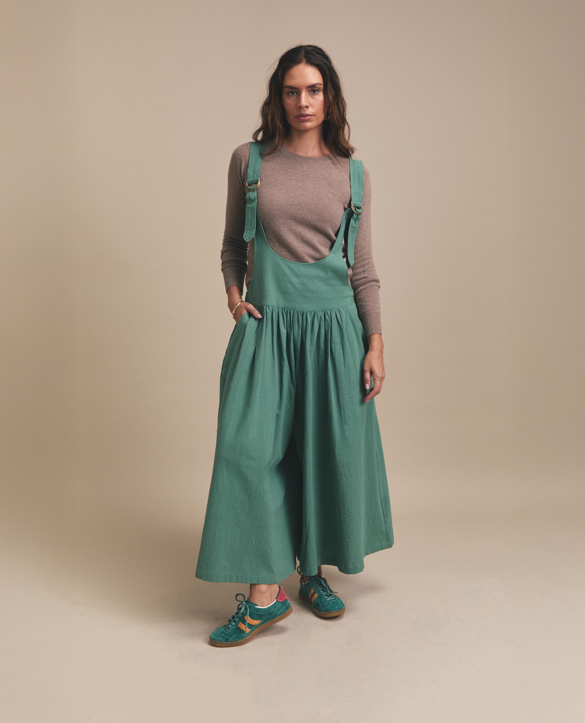 Nieve | Wide Leg Dungaree | Jade