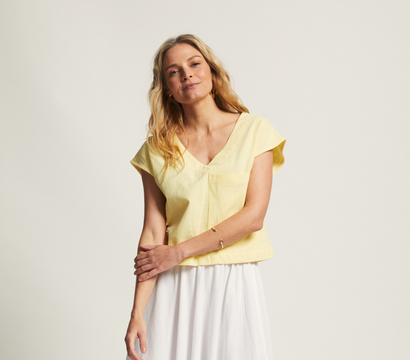 Fawn | Cropped Blouse with Square Pocket