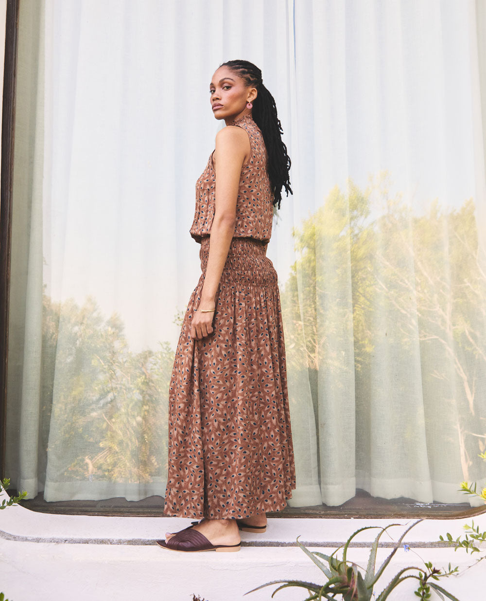 Flora | High Neck Maxi Dress | Desert Eye