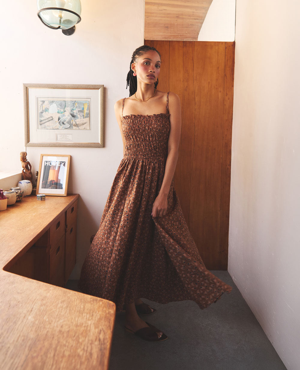 Coco | Paper Bag Frill Maxi Dress | Desert Eye