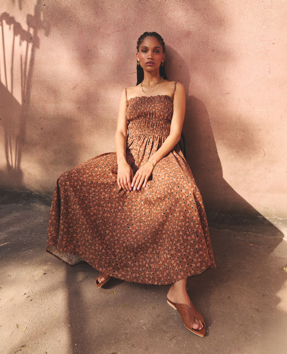 Coco | Paper Bag Frill Maxi Dress | Desert Eye