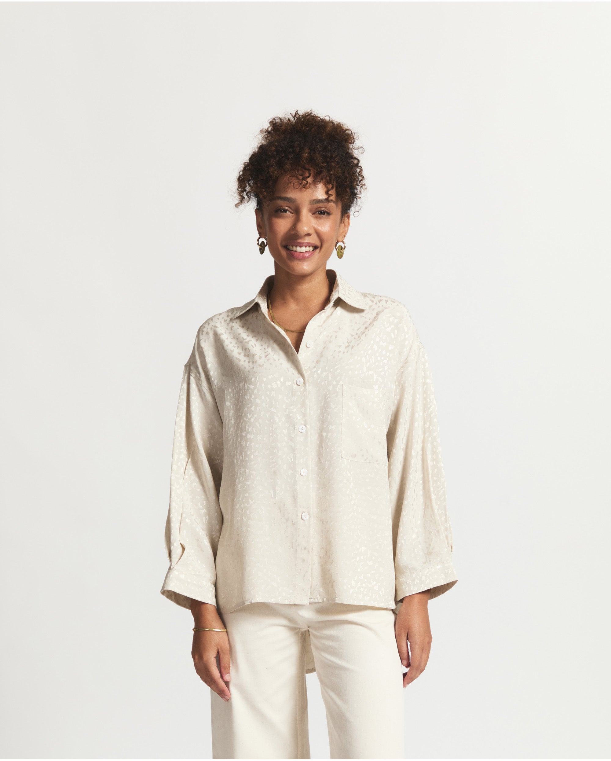 Harper | Oversized Button Up | Sohocare Ecru