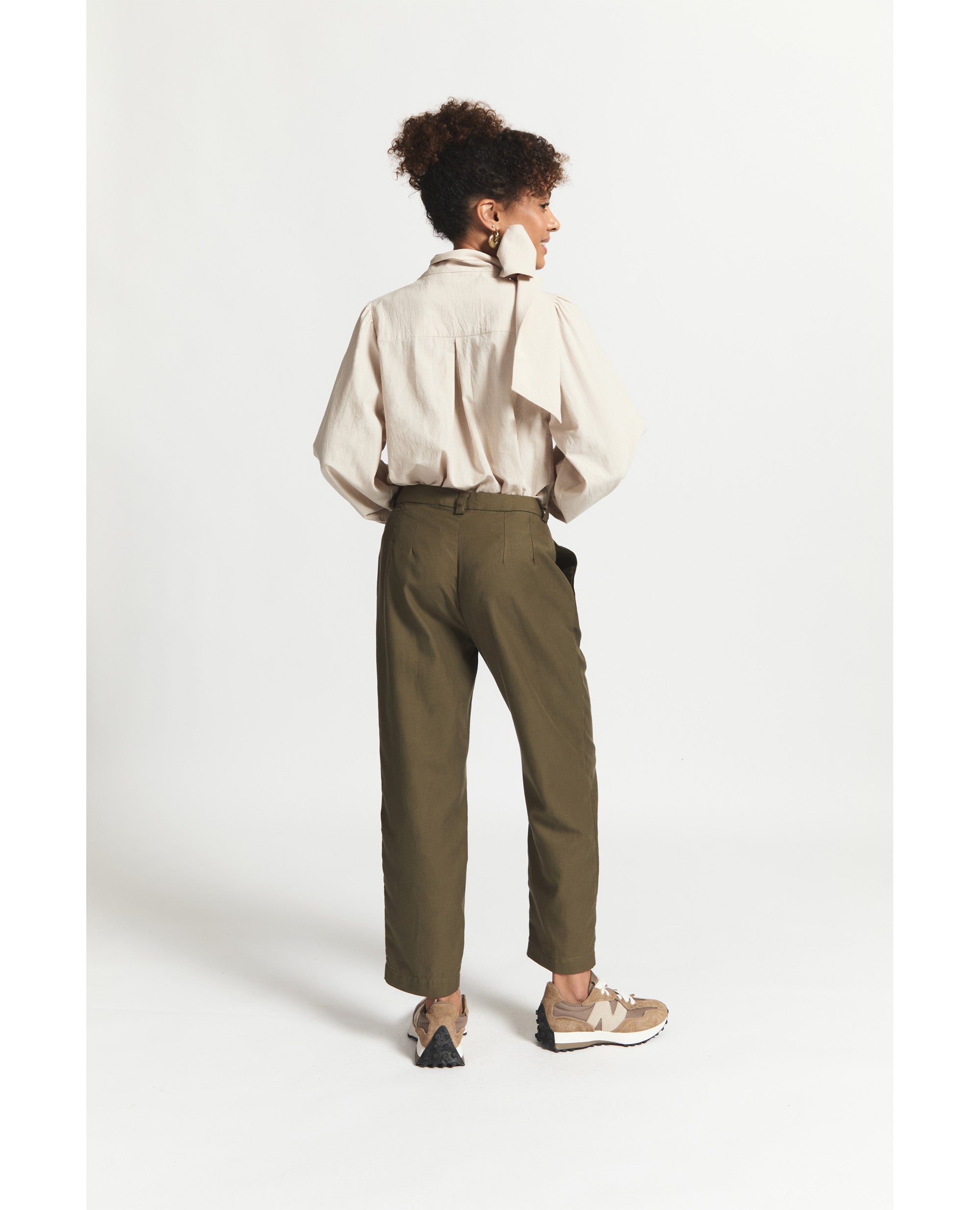 Keira | Cotton Straight Leg Trouser | Olive