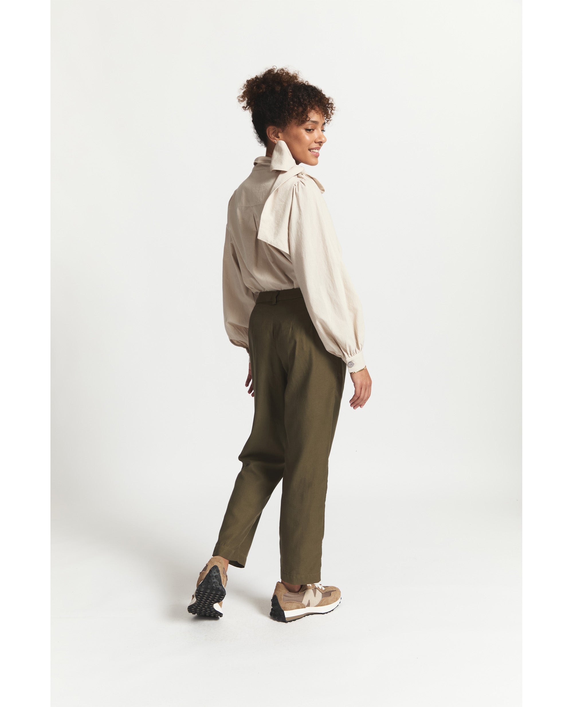 Keira | Cotton Straight Leg Trouser | Olive