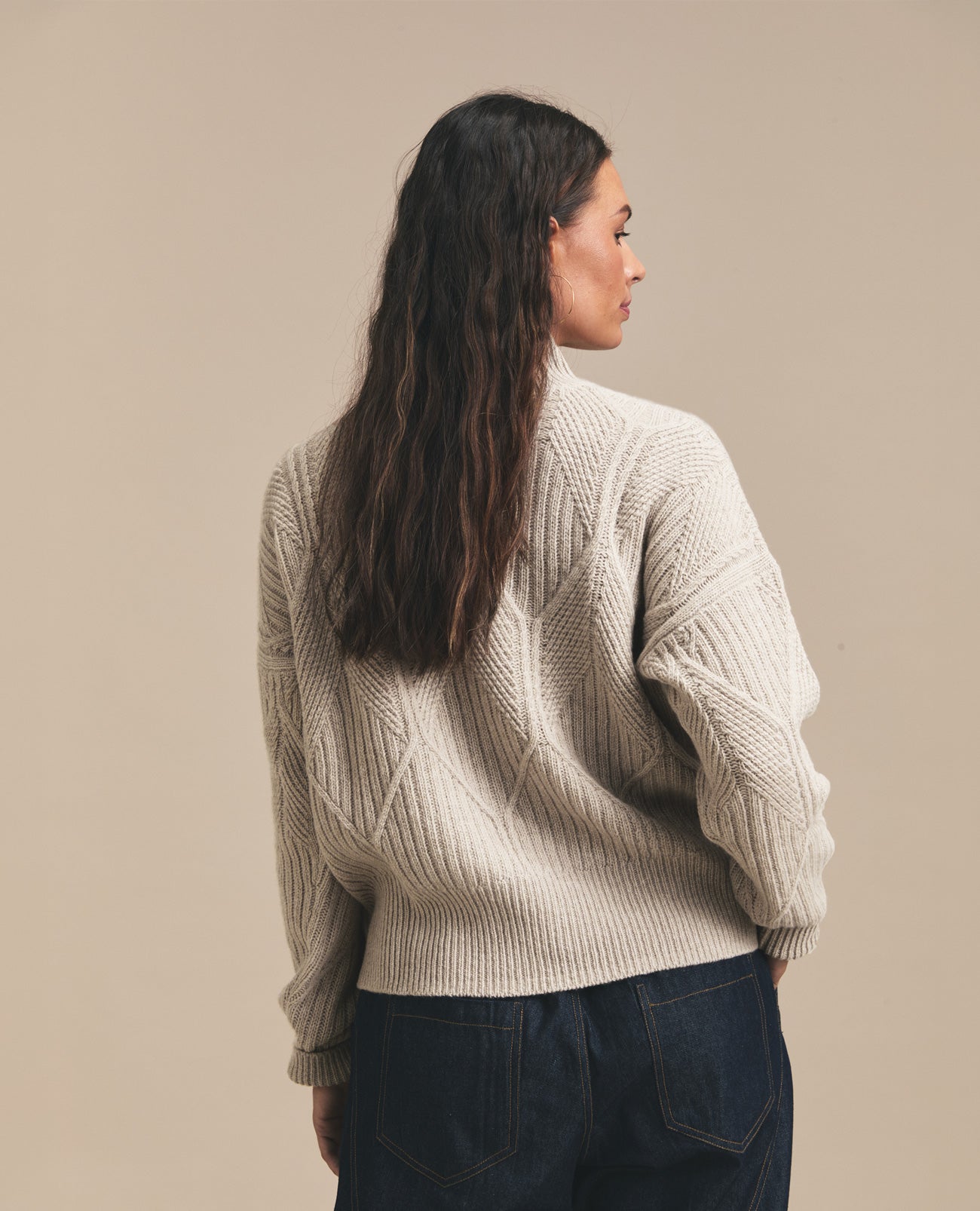 Cable | Polo Neck Jersey | Ecru
