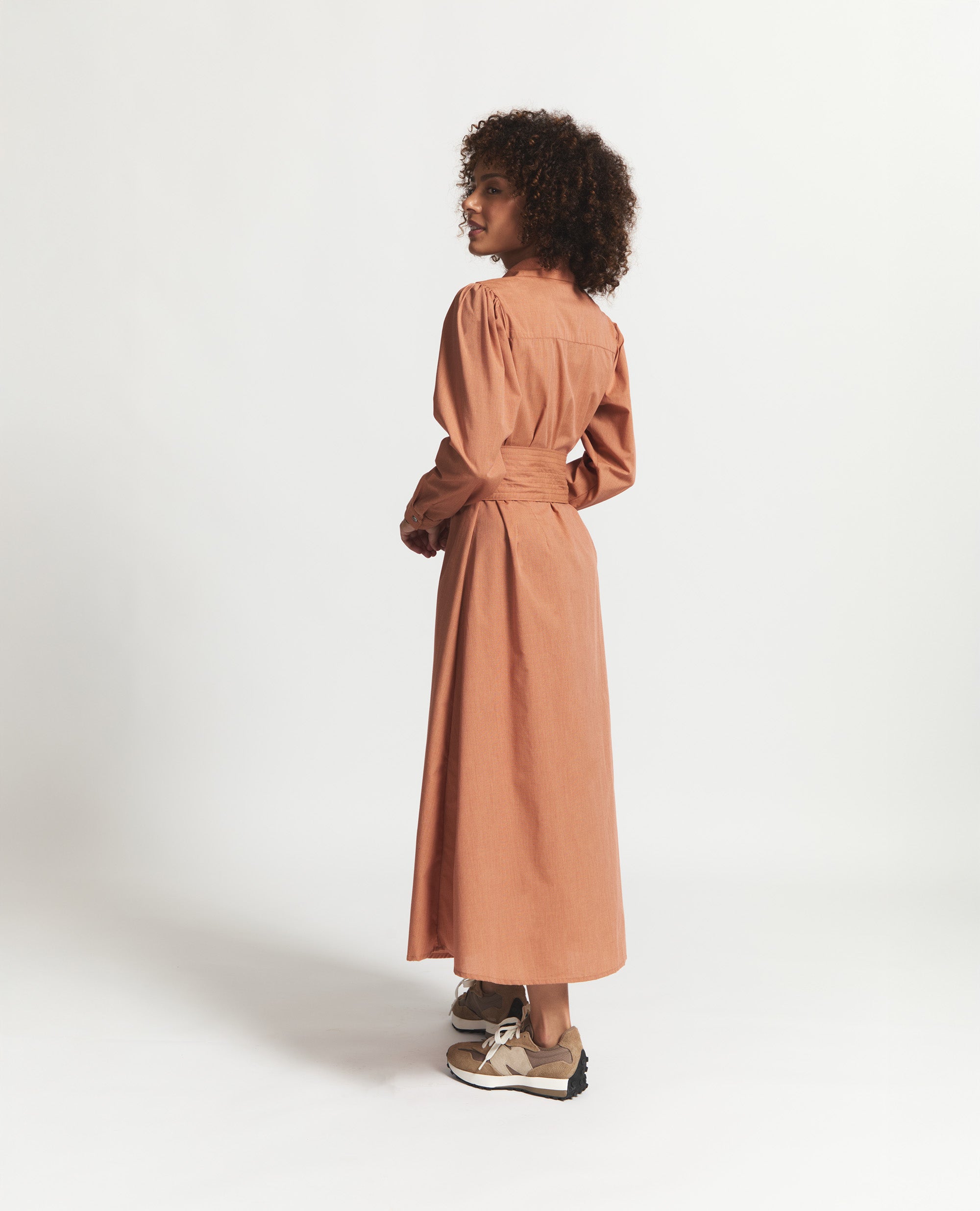 Lex | Maxi Dress with Collar and Cuff | Red Sand