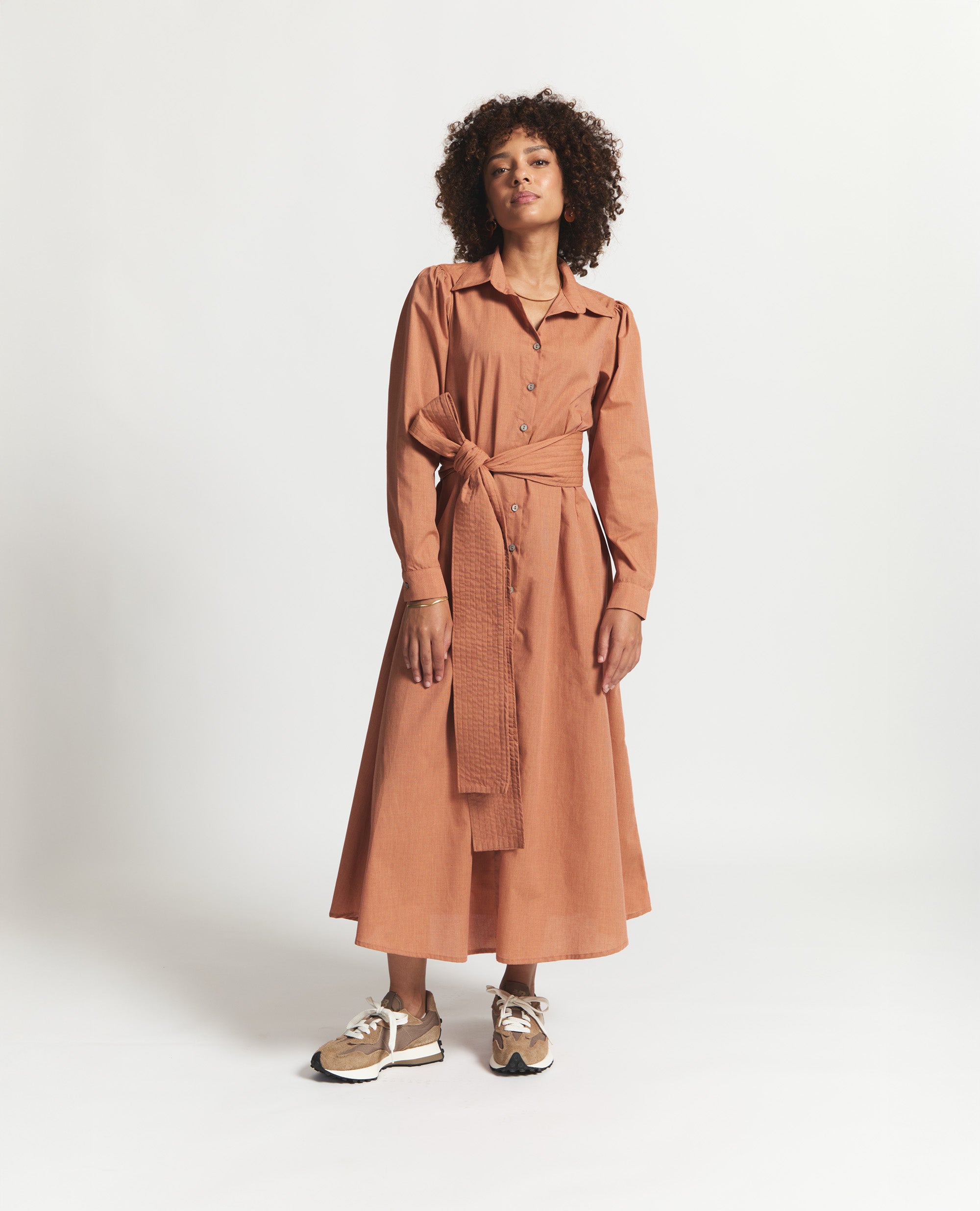 Lex | Maxi Dress with Collar and Cuff | Red Sand