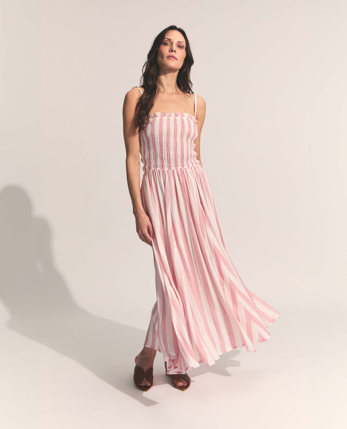 Coco | Paper Bag Frill Maxi Dress | Candy Stripe