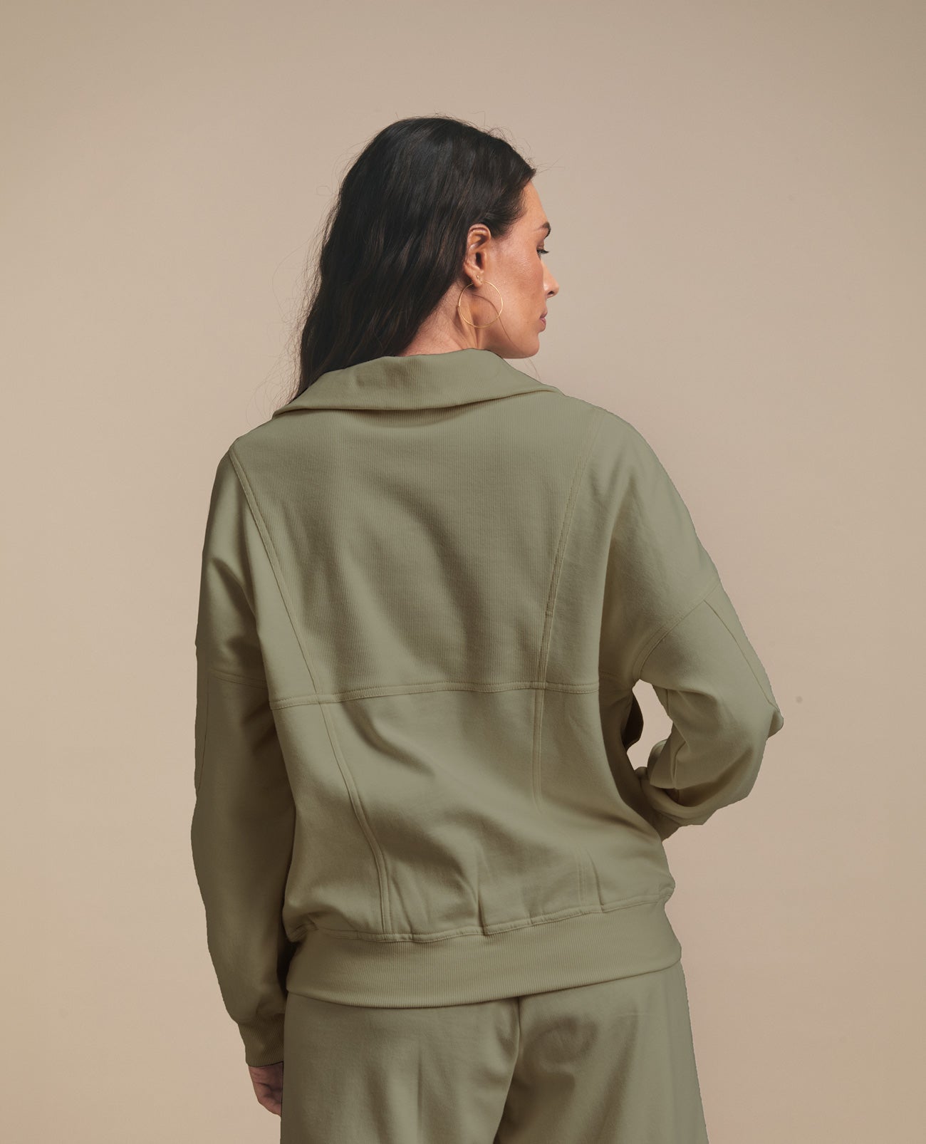 Sian Top | Zip Track Top | Khaki
