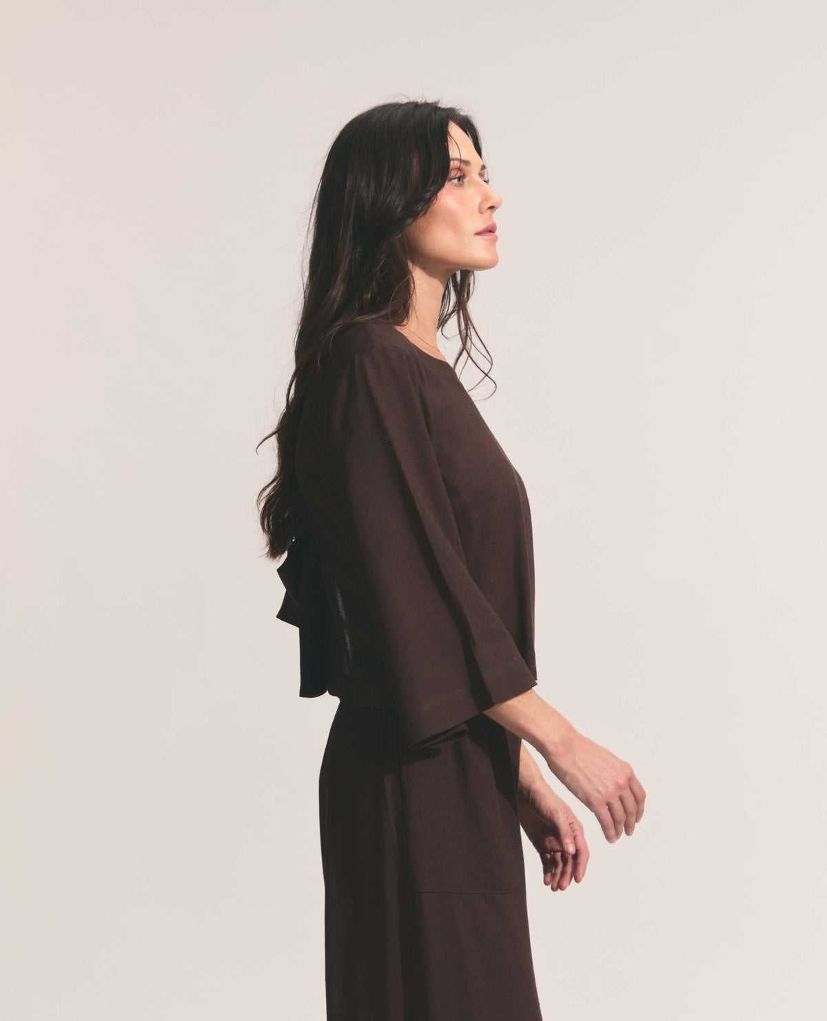 Dione | Three Quarter Flare Sleeve | Chocolate