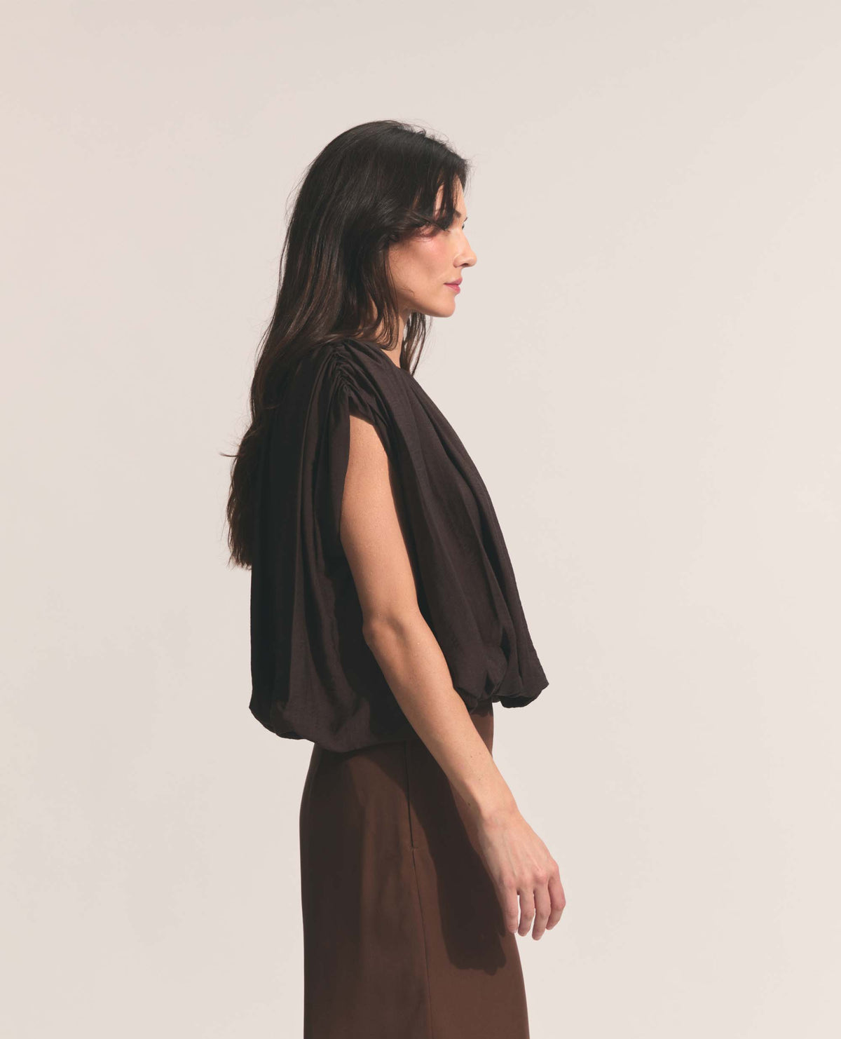 Sirocco | Blouson Top | Dark Chocolate